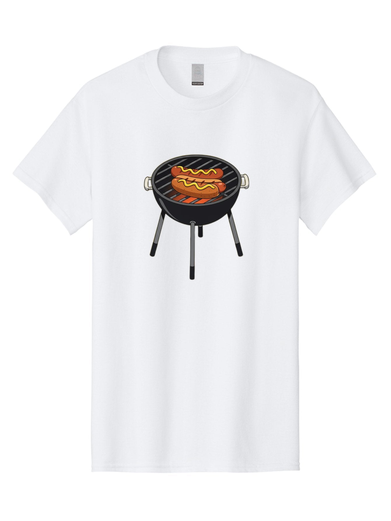 Hot-Dogs-On-Grill Men'S Graphic Tee, 100% Cotton, Comfortable Casual Summer Wear, Machine Washable, Hot Dogs On Grill, Grilled Sausages, Barbecue Cooking, Mustard Topping, Outdoor Grill, Bbq Favorites, Summer Food Bac055 8