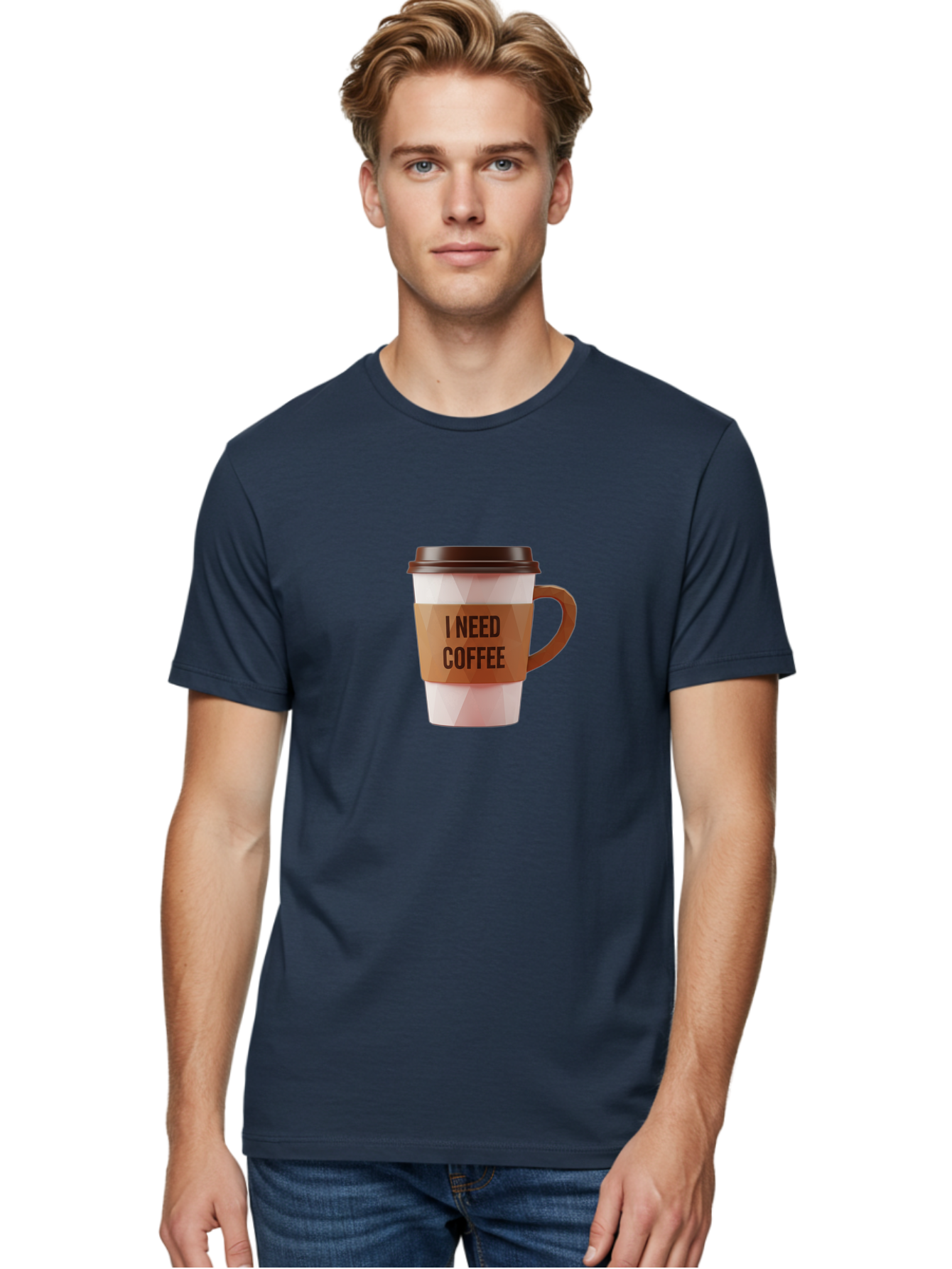 I-Need-Coffee-11 Men'S Graphic Tee, 100% Cotton, Comfortable Casual Summer Wear, Machine Washable, Coffee Cup, Morning Coffee, Coffee Break, Coffee Lover, Daily Grind, Caffeine Fix, To-Go Cup, Disposable Cup Bac060 23