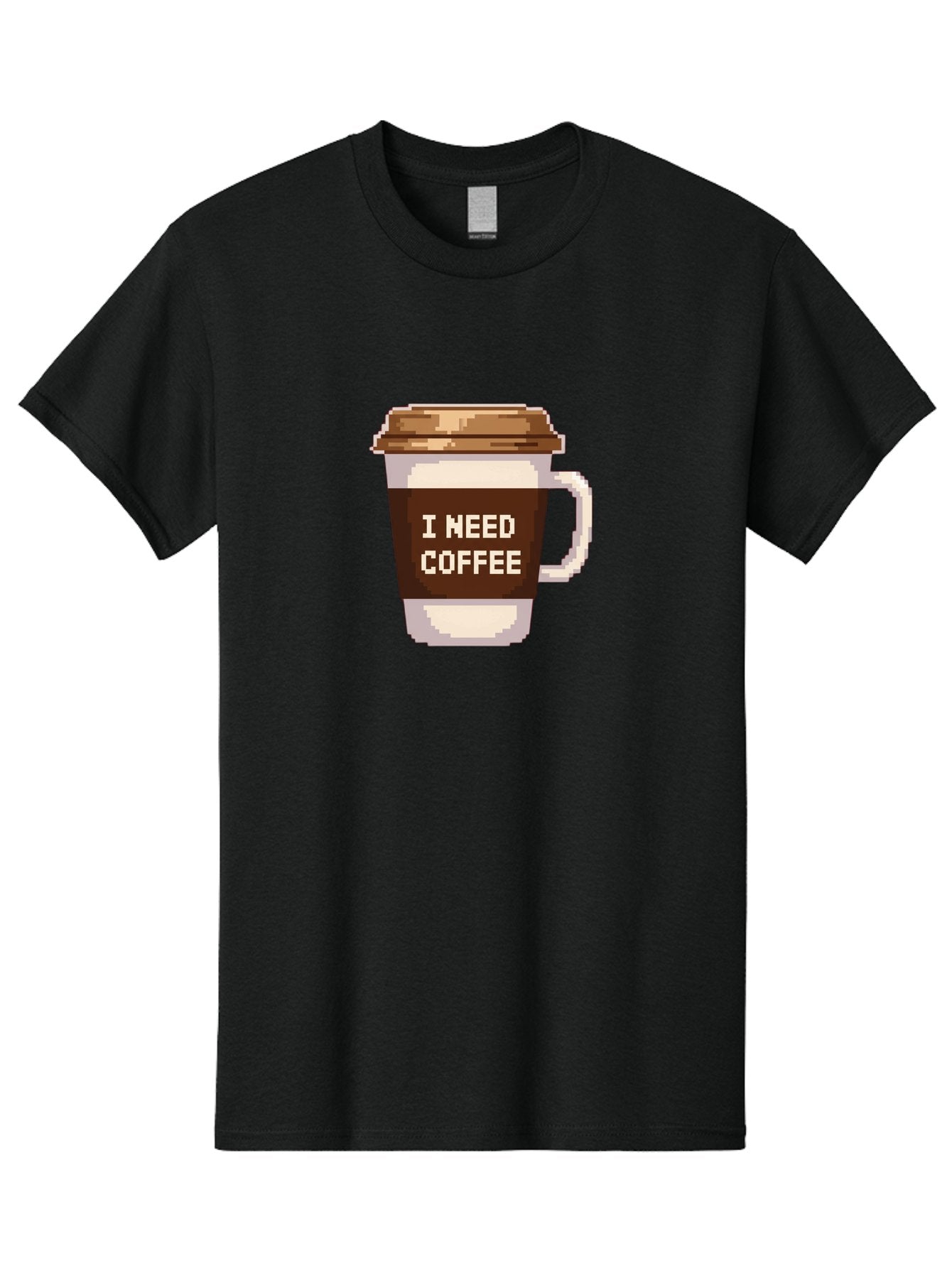 I-Need-Coffee-12 Men'S Graphic Tee, 100% Cotton, Comfortable Casual Summer Wear, Machine Washable, Coffee Cup, Coffee Sleeve, Pixel Art, Coffee Lover, Caffeine Fix, Morning Coffee, Coffee Addiction, Coffee Culture Bac061 4