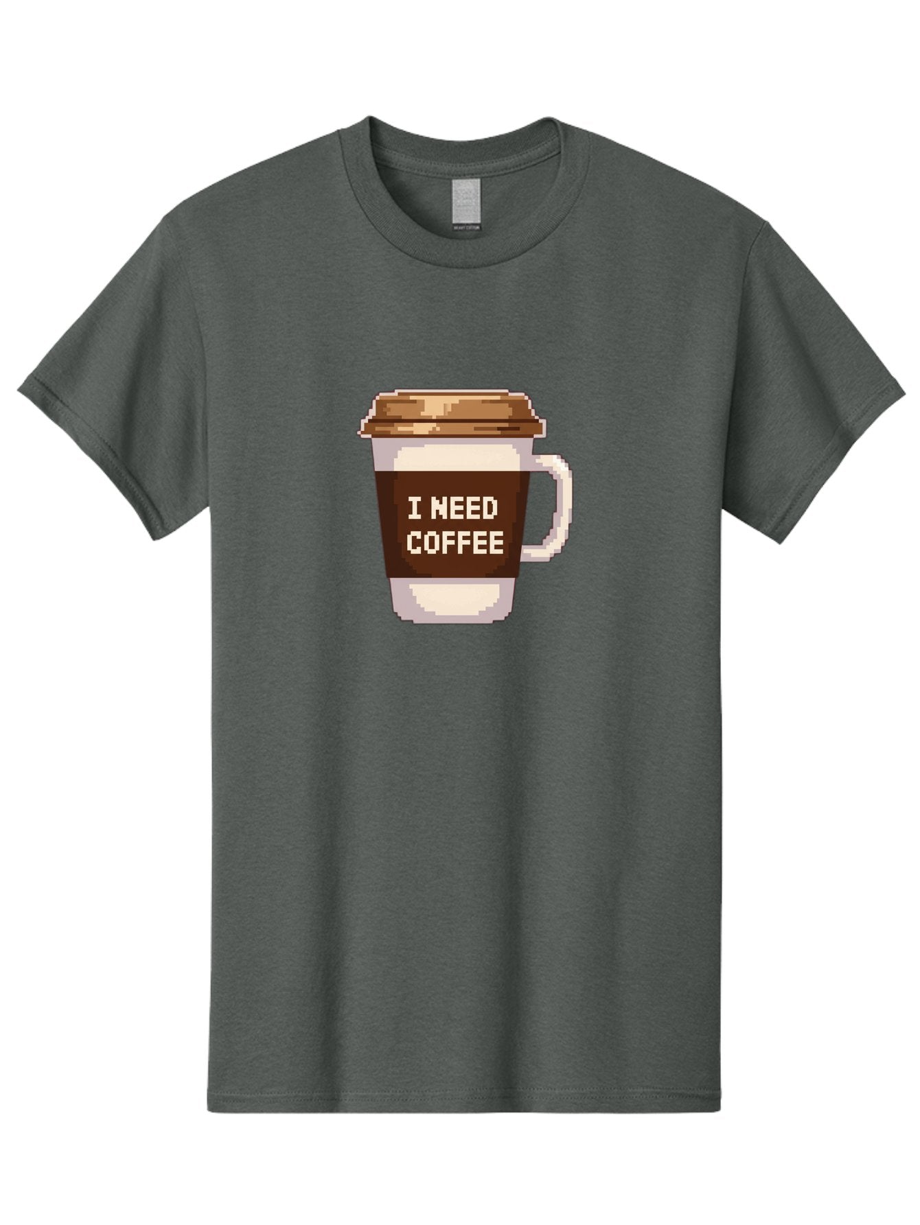 I-Need-Coffee-12 Men'S Graphic Tee, 100% Cotton, Comfortable Casual Summer Wear, Machine Washable, Coffee Cup, Coffee Sleeve, Pixel Art, Coffee Lover, Caffeine Fix, Morning Coffee, Coffee Addiction, Coffee Culture Bac061 7