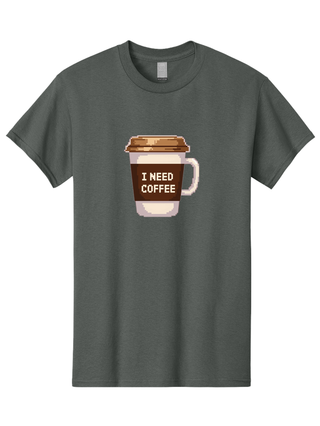 I-Need-Coffee-12 Men'S Graphic Tee, 100% Cotton, Comfortable Casual Summer Wear, Machine Washable, Coffee Cup, Coffee Sleeve, Pixel Art, Coffee Lover, Caffeine Fix, Morning Coffee, Coffee Addiction, Coffee Culture Bac061 13