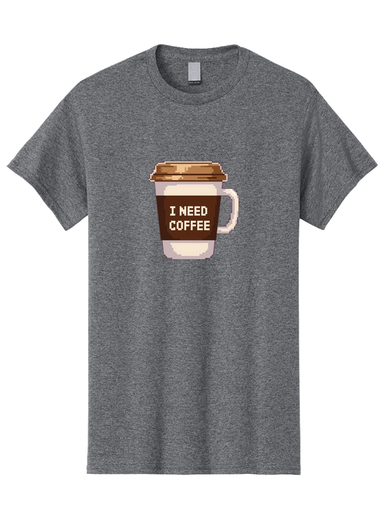 I-Need-Coffee-12 Men'S Graphic Tee, 100% Cotton, Comfortable Casual Summer Wear, Machine Washable, Coffee Cup, Coffee Sleeve, Pixel Art, Coffee Lover, Caffeine Fix, Morning Coffee, Coffee Addiction, Coffee Culture Bac061 6