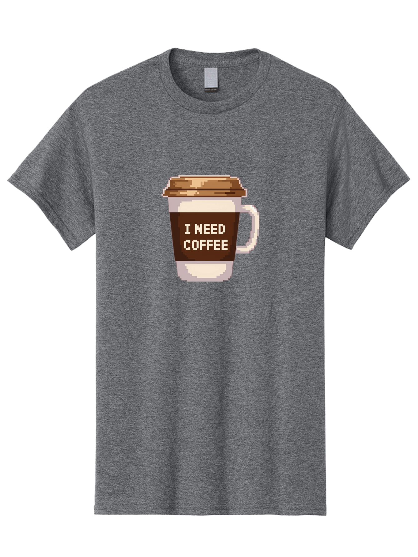 I-Need-Coffee-12 Men'S Graphic Tee, 100% Cotton, Comfortable Casual Summer Wear, Machine Washable, Coffee Cup, Coffee Sleeve, Pixel Art, Coffee Lover, Caffeine Fix, Morning Coffee, Coffee Addiction, Coffee Culture Bac061 7