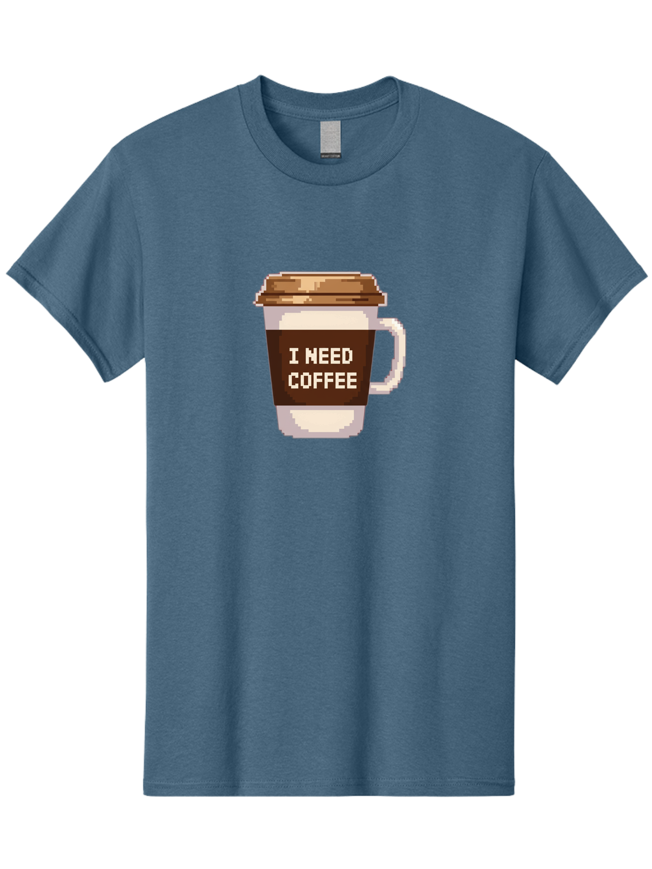 I-Need-Coffee-12 Men'S Graphic Tee, 100% Cotton, Comfortable Casual Summer Wear, Machine Washable, Coffee Cup, Coffee Sleeve, Pixel Art, Coffee Lover, Caffeine Fix, Morning Coffee, Coffee Addiction, Coffee Culture Bac061 11