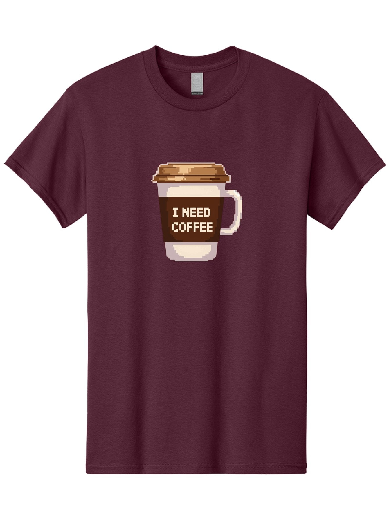 I-Need-Coffee-12 Men'S Graphic Tee, 100% Cotton, Comfortable Casual Summer Wear, Machine Washable, Coffee Cup, Coffee Sleeve, Pixel Art, Coffee Lover, Caffeine Fix, Morning Coffee, Coffee Addiction, Coffee Culture Bac061 10