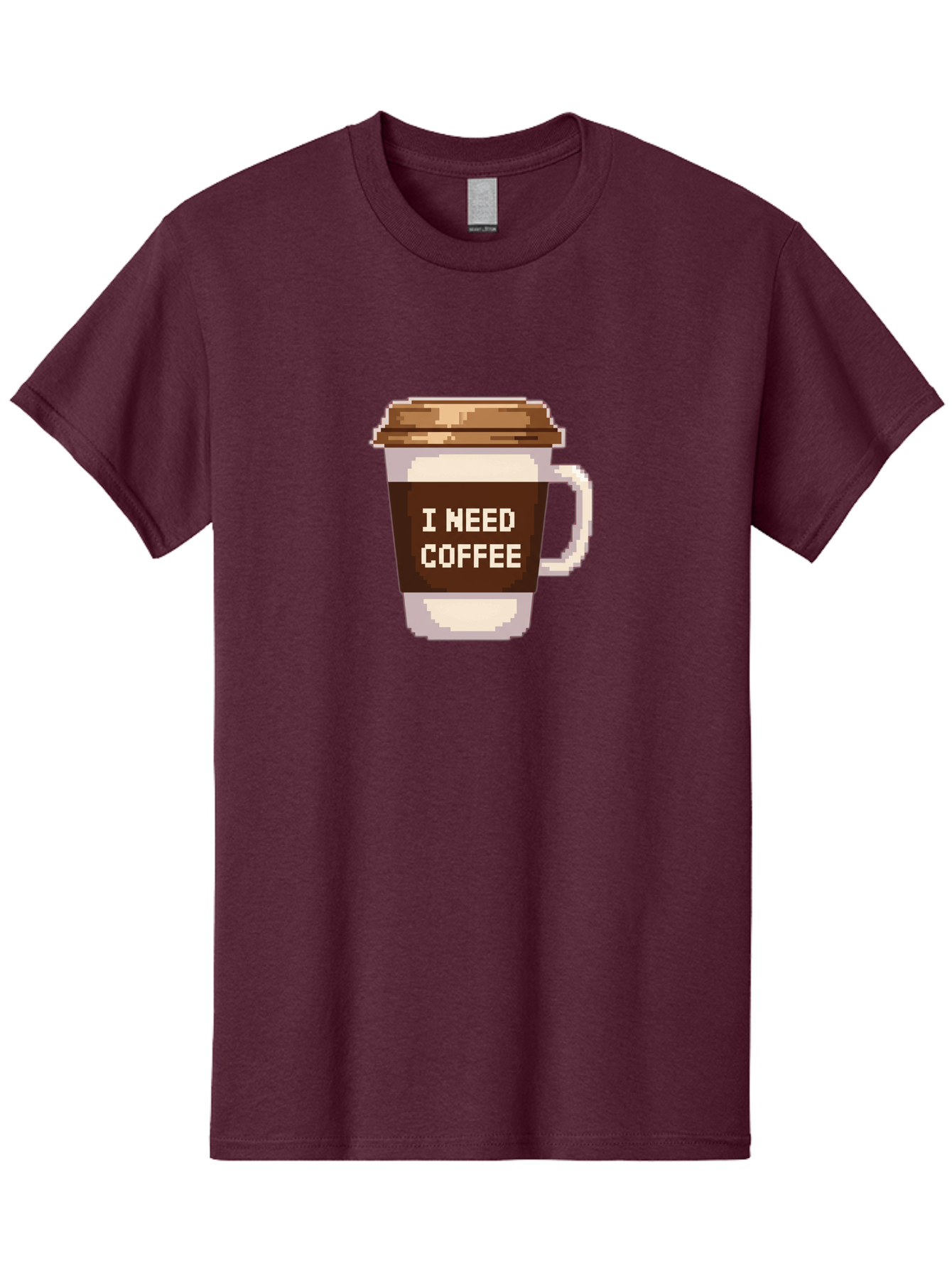 I-Need-Coffee-12 Men'S Graphic Tee, 100% Cotton, Comfortable Casual Summer Wear, Machine Washable, Coffee Cup, Coffee Sleeve, Pixel Art, Coffee Lover, Caffeine Fix, Morning Coffee, Coffee Addiction, Coffee Culture Bac061 14