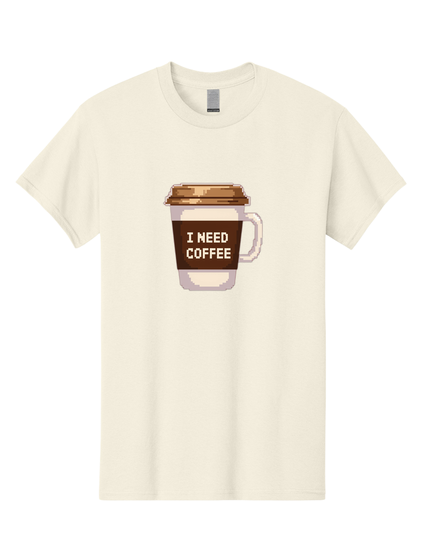 I-Need-Coffee-12 Men'S Graphic Tee, 100% Cotton, Comfortable Casual Summer Wear, Machine Washable, Coffee Cup, Coffee Sleeve, Pixel Art, Coffee Lover, Caffeine Fix, Morning Coffee, Coffee Addiction, Coffee Culture Bac061 15