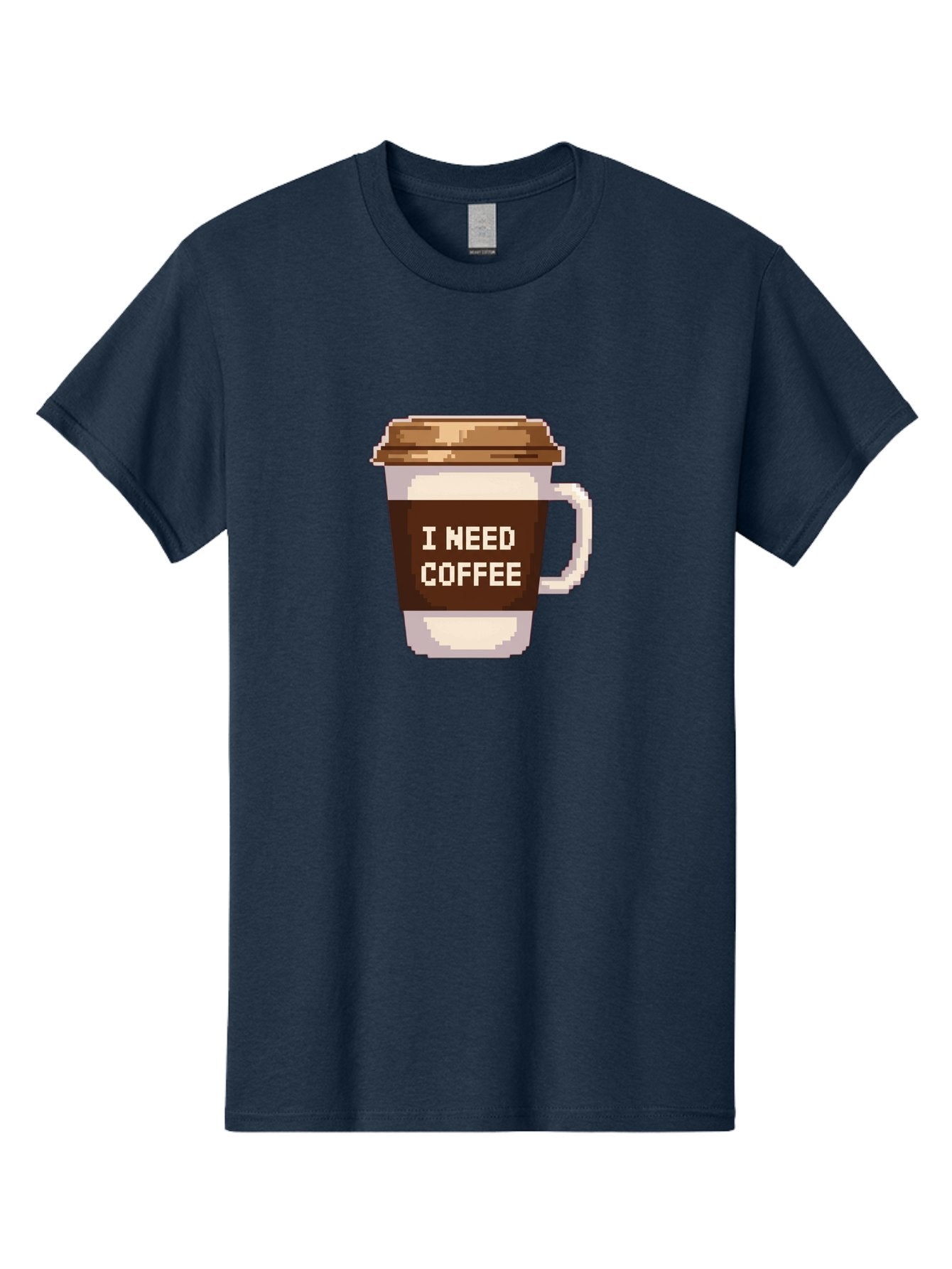 I-Need-Coffee-12 Men'S Graphic Tee, 100% Cotton, Comfortable Casual Summer Wear, Machine Washable, Coffee Cup, Coffee Sleeve, Pixel Art, Coffee Lover, Caffeine Fix, Morning Coffee, Coffee Addiction, Coffee Culture Bac061 12