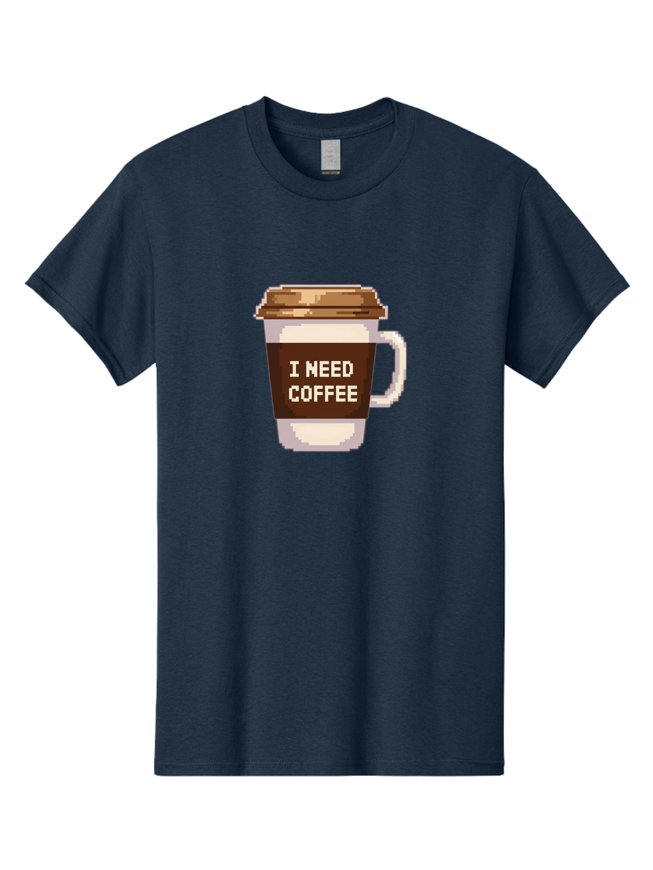I-Need-Coffee-12 Men'S Graphic Tee, 100% Cotton, Comfortable Casual Summer Wear, Machine Washable, Coffee Cup, Coffee Sleeve, Pixel Art, Coffee Lover, Caffeine Fix, Morning Coffee, Coffee Addiction, Coffee Culture Bac061 3