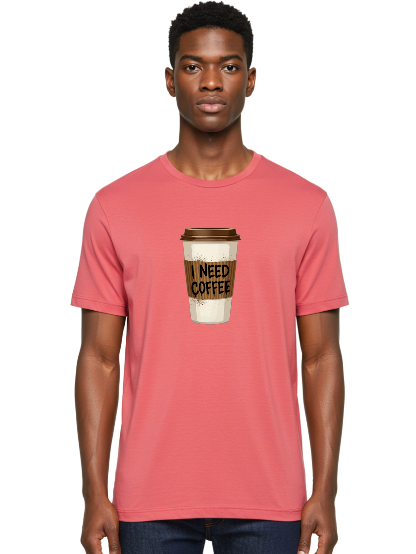 I-Need-Coffee-13 Men'S Graphic Tee, 100% Cotton, Comfortable Casual Summer Wear, Machine Washable, Coffee Cup, Takeaway Coffee, Coffee Sleeve, I Need Coffee, Caffeine Fix, Morning Coffee, Coffee Lover, Coffee Break, Coffee Cup Design Bac062 16