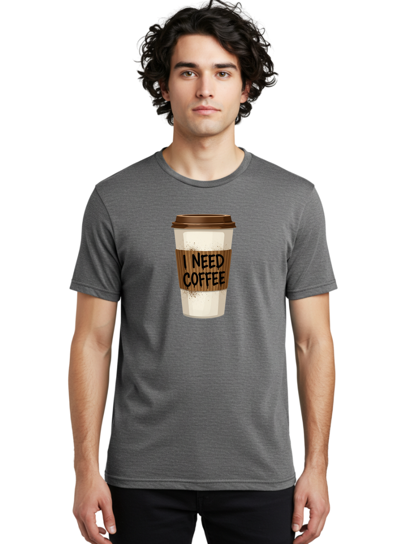 I-Need-Coffee-13 Men'S Graphic Tee, 100% Cotton, Comfortable Casual Summer Wear, Machine Washable, Coffee Cup, Takeaway Coffee, Coffee Sleeve, I Need Coffee, Caffeine Fix, Morning Coffee, Coffee Lover, Coffee Break, Coffee Cup Design Bac062 21