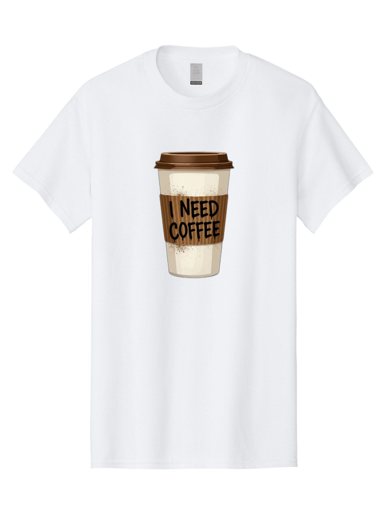 I-Need-Coffee-13 Men'S Graphic Tee, 100% Cotton, Comfortable Casual Summer Wear, Machine Washable, Coffee Cup, Takeaway Coffee, Coffee Sleeve, I Need Coffee, Caffeine Fix, Morning Coffee, Coffee Lover, Coffee Break, Coffee Cup Design Bac062 3