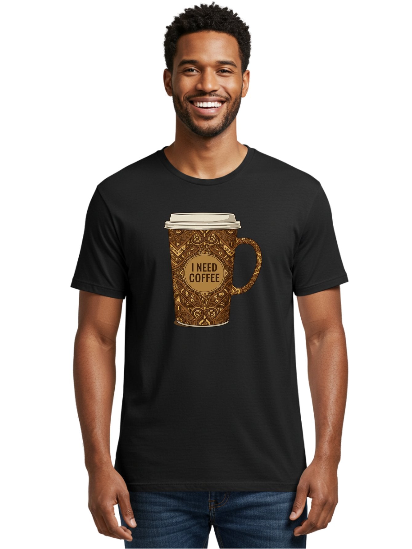 I-Need-Coffee-14 Men'S Graphic Tee, 100% Cotton, Comfortable Casual Summer Wear, Machine Washable, Coffee Cup, Takeaway Coffee, Coffee Lover, Morning Coffee, Coffee Break, Coffee Time, Coffee Addiction, Coffee Culture, Coffee Design, Bac063 26