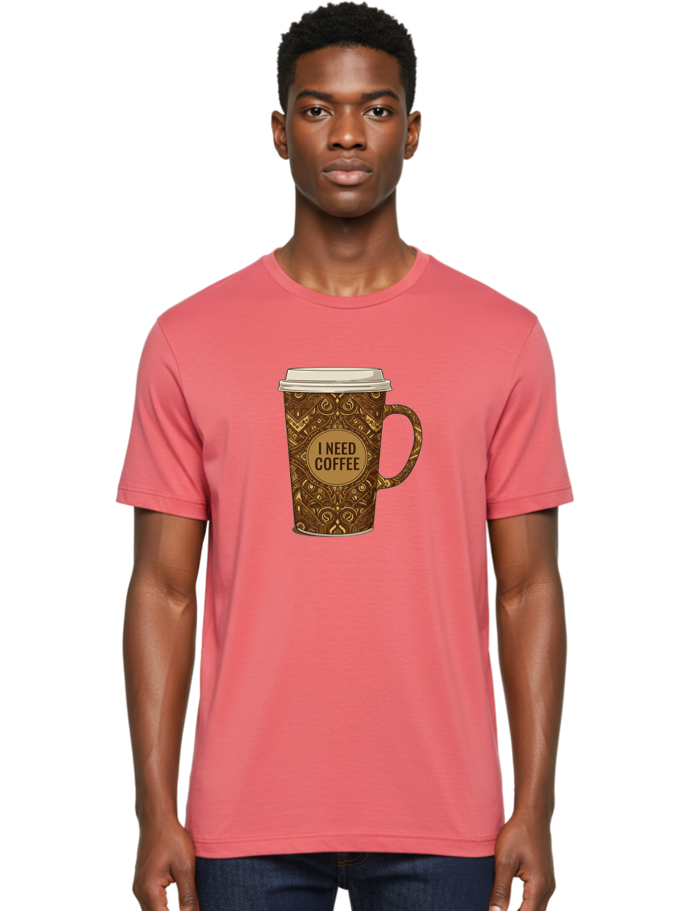 I-Need-Coffee-14 Men'S Graphic Tee, 100% Cotton, Comfortable Casual Summer Wear, Machine Washable, Coffee Cup, Takeaway Coffee, Coffee Lover, Morning Coffee, Coffee Break, Coffee Time, Coffee Addiction, Coffee Culture, Coffee Design, Bac063 28