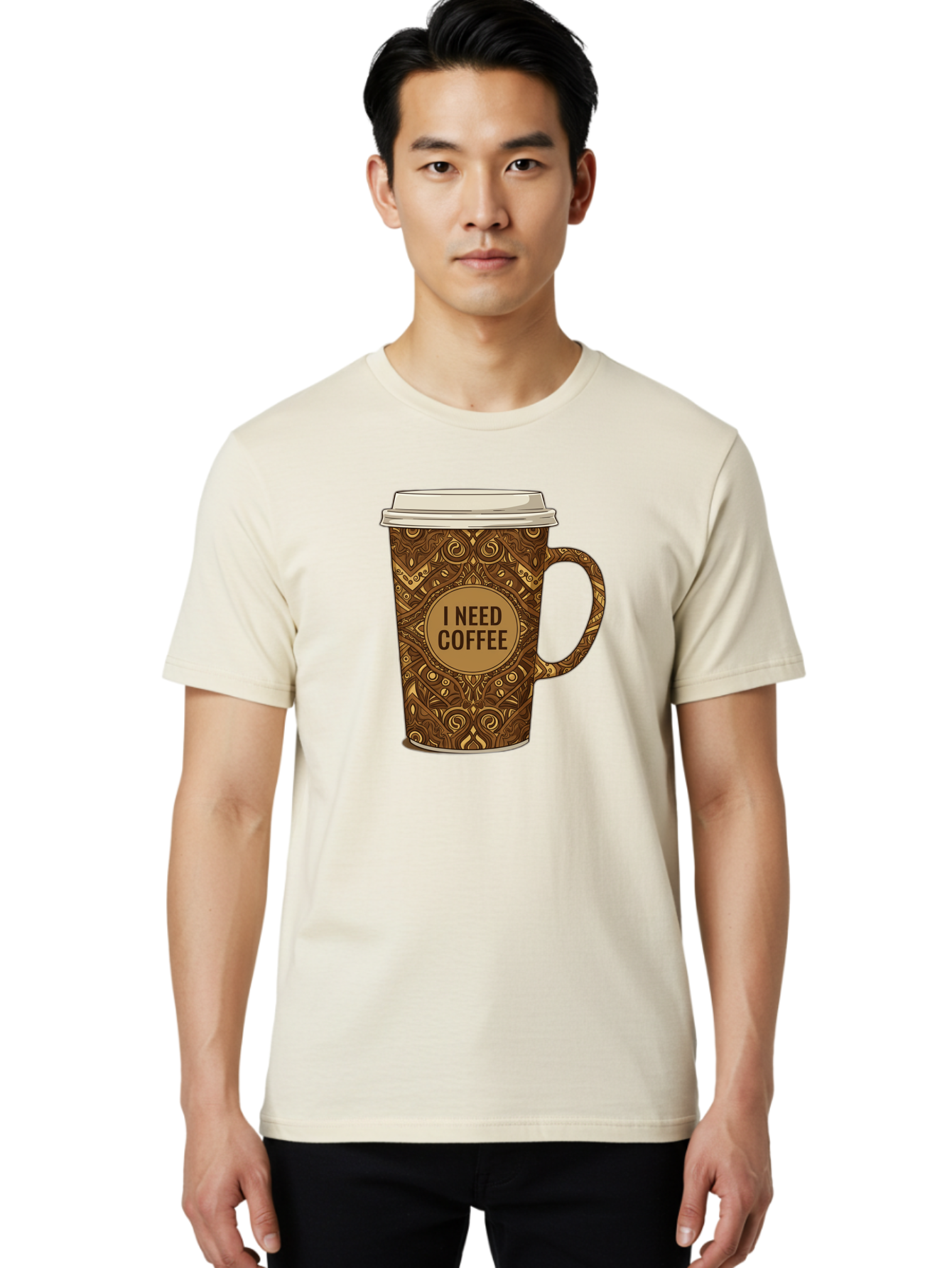 I-Need-Coffee-14 Men'S Graphic Tee, 100% Cotton, Comfortable Casual Summer Wear, Machine Washable, Coffee Cup, Takeaway Coffee, Coffee Lover, Morning Coffee, Coffee Break, Coffee Time, Coffee Addiction, Coffee Culture, Coffee Design, Bac063 25