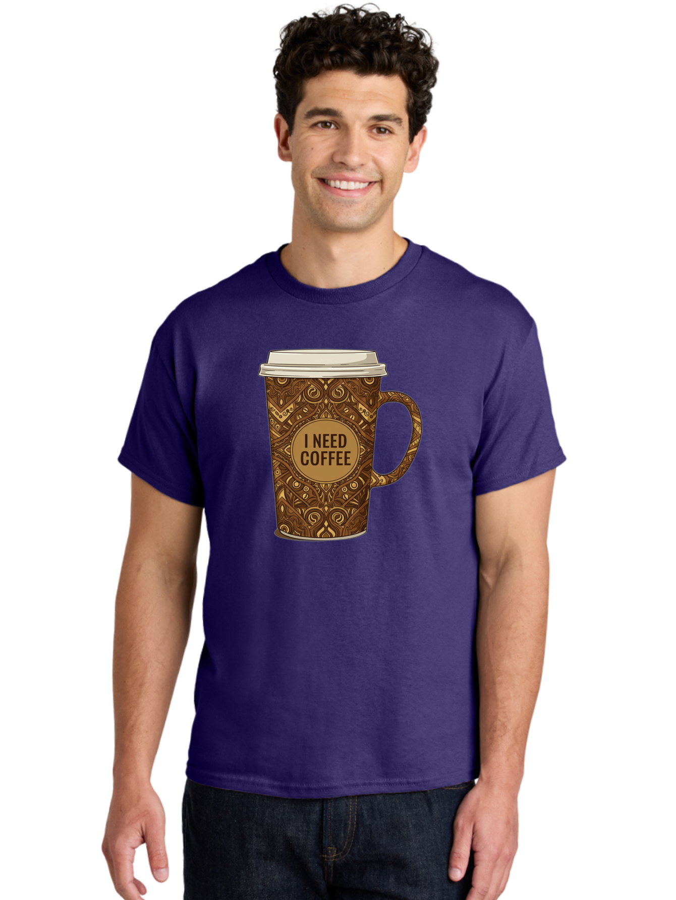 I-Need-Coffee-14 Men'S Graphic Tee, 100% Cotton, Comfortable Casual Summer Wear, Machine Washable, Coffee Cup, Takeaway Coffee, Coffee Lover, Morning Coffee, Coffee Break, Coffee Time, Coffee Addiction, Coffee Culture, Coffee Design, Bac063 30
