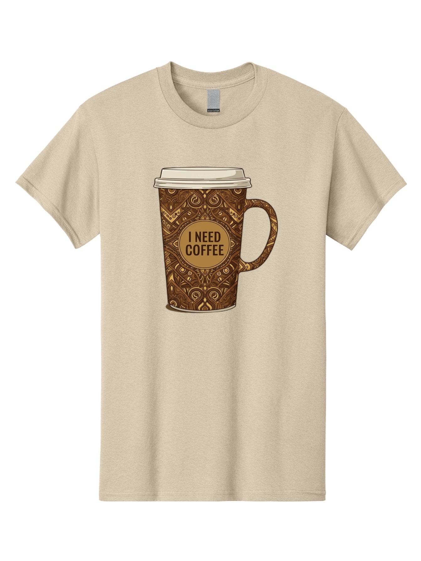 I-Need-Coffee-14 Men'S Graphic Tee, 100% Cotton, Comfortable Casual Summer Wear, Machine Washable, Coffee Cup, Takeaway Coffee, Coffee Lover, Morning Coffee, Coffee Break, Coffee Time, Coffee Addiction, Coffee Culture, Coffee Design, Bac063