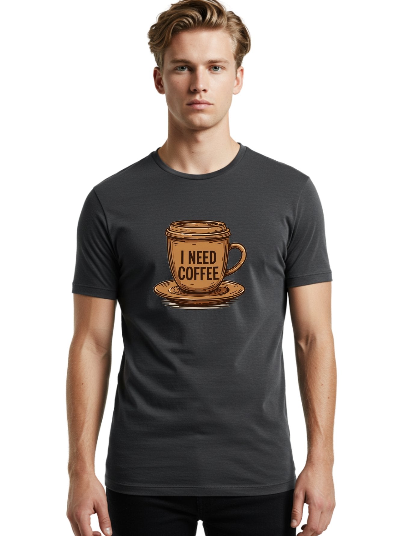 I-Need-Coffee-15 Men'S Graphic Tee, 100% Cotton, Comfortable Casual Summer Wear, Machine Washable, Coffee Cup, Coffee Break, Morning Pick-Me-Up, Caffeine Fix, Humorous Illustration, Coffee Lover, Coffee Addiction Bac064 18