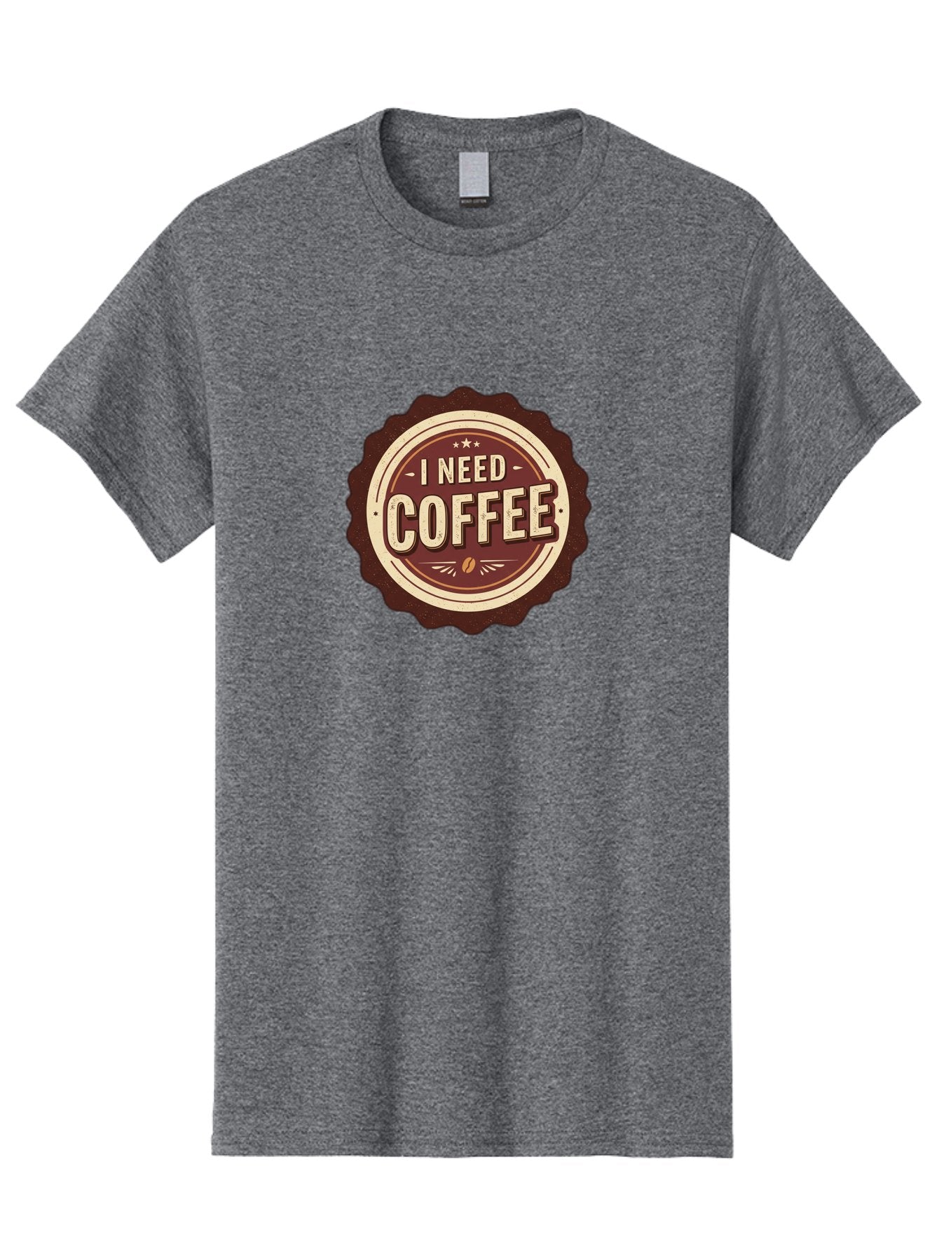 I-Need-Coffee-6 Men'S Graphic Tee, 100% Cotton, Comfortable Casual Summer Wear, Machine Washable, Coffee Lover, Caffeine Craving, Morning Motivation, Coffee Addict, Coffee Culture, Coffee Bean, Vintage Style, Retro Design, Humorous Quote, Bac070