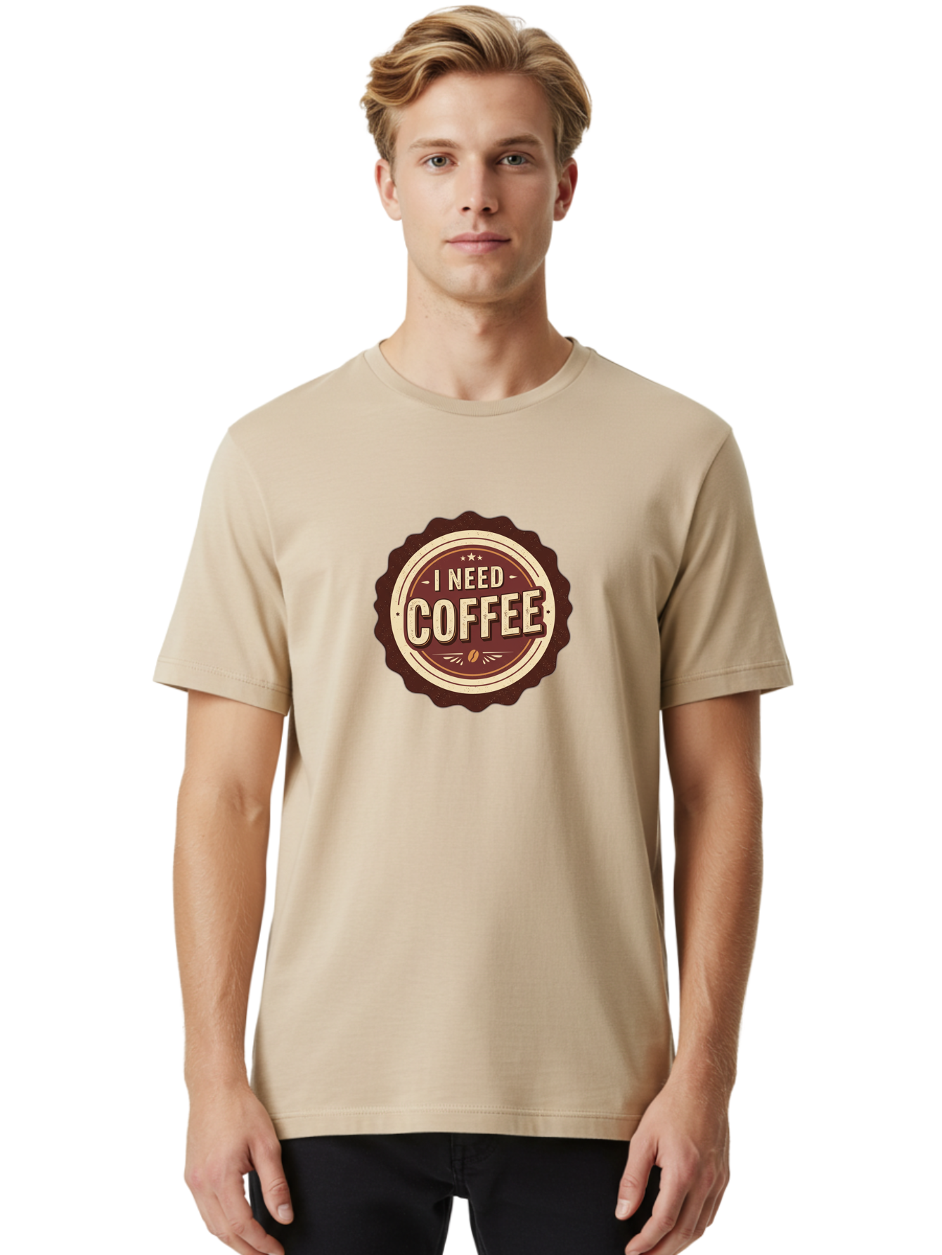 I-Need-Coffee-6 Men'S Graphic Tee, 100% Cotton, Comfortable Casual Summer Wear, Machine Washable, Coffee Lover, Caffeine Craving, Morning Motivation, Coffee Addict, Coffee Culture, Coffee Bean, Vintage Style, Retro Design, Humorous Quote, Bac070 27