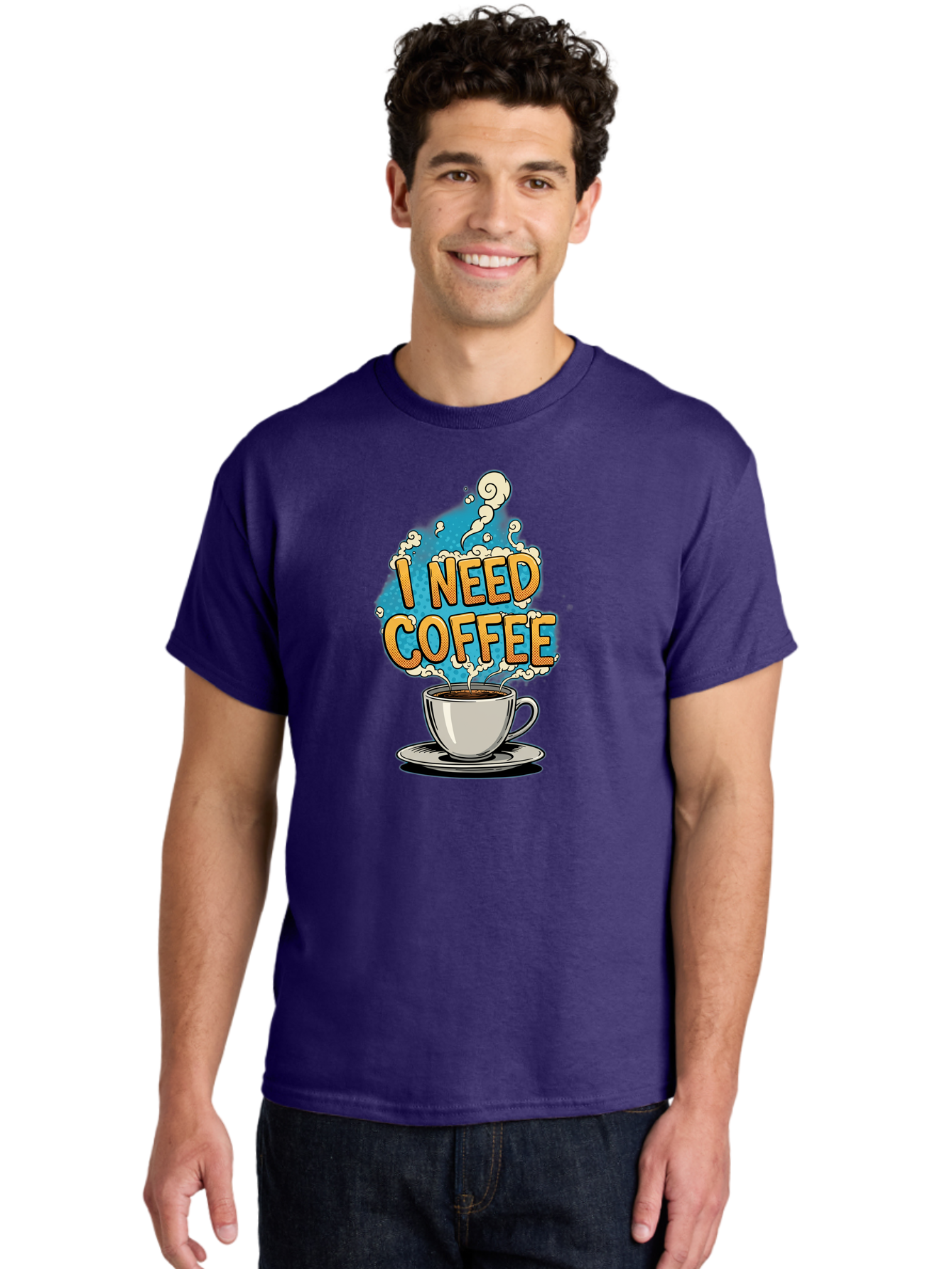I-Need-Coffee-9 Men'S Graphic Tee, 100% Cotton, Comfortable Casual Summer Wear, Machine Washable, Coffee Cup, Morning Coffee, Coffee Addiction, Caffeine Fix, Morning Motivation, Coffee Lover, Steaming Hot Coffee, Coffee Break Bac073 23