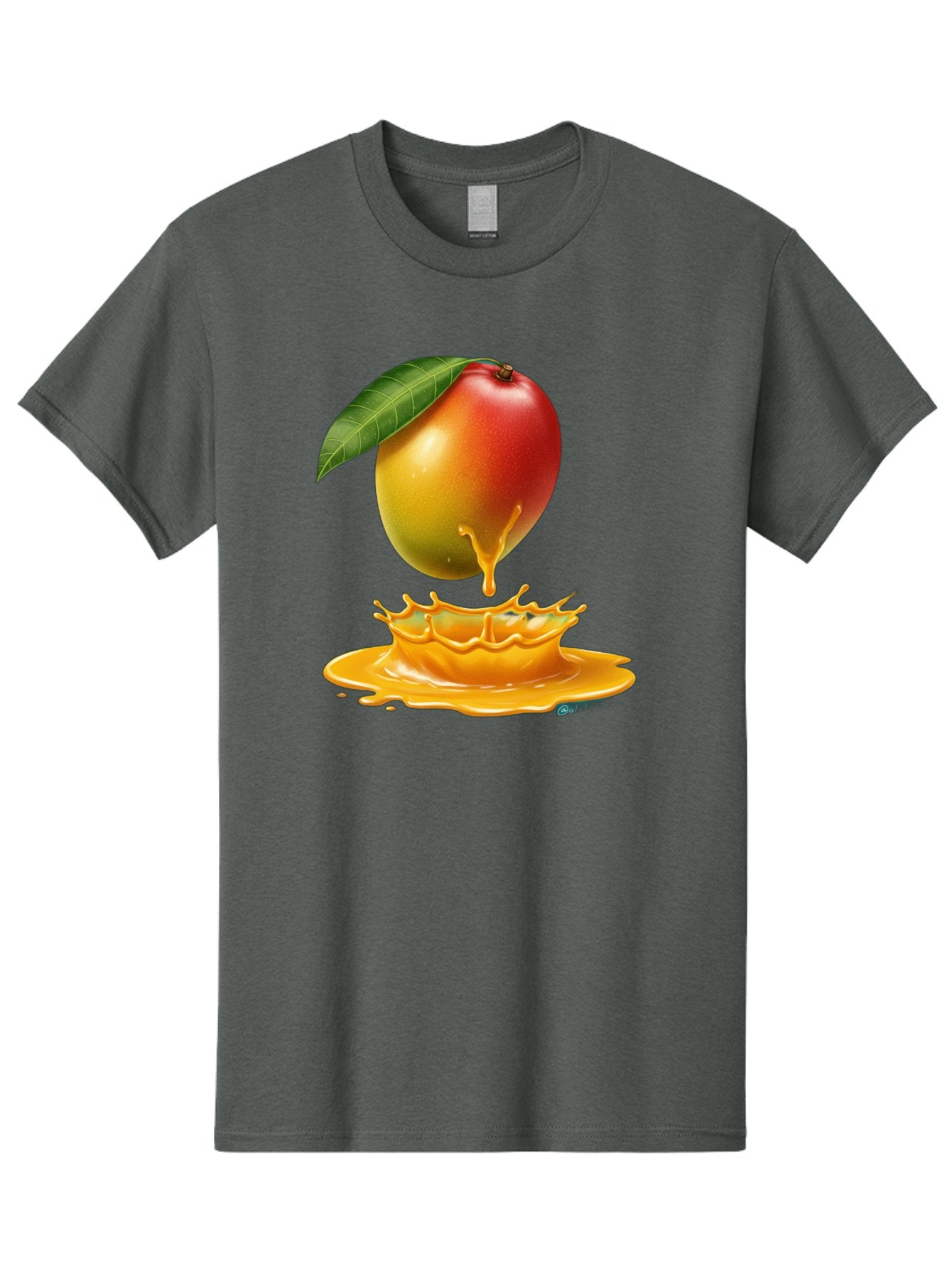 Juicy-Mango Men'S Graphic Tee, 100% Cotton, Comfortable Casual Summer Wear, Machine Washable, Juicy Mango, Mango Juice Splash, Fresh Fruit, Vibrant Colors, Ripe Mango, Mango Pulp, Splash Effect, Sweet And Tangy Bac079 5