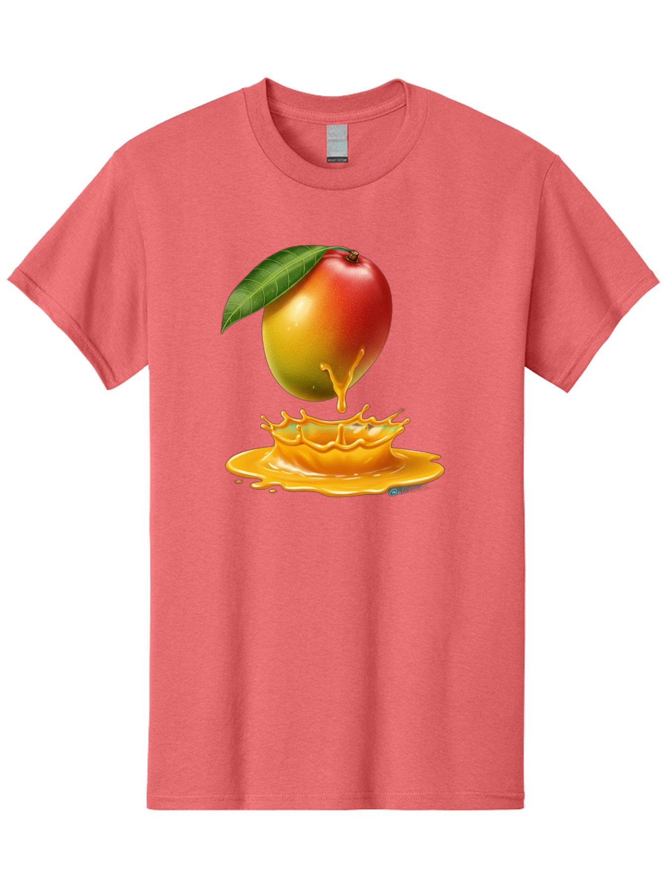 Juicy-Mango Men'S Graphic Tee, 100% Cotton, Comfortable Casual Summer Wear, Machine Washable, Juicy Mango, Mango Juice Splash, Fresh Fruit, Vibrant Colors, Ripe Mango, Mango Pulp, Splash Effect, Sweet And Tangy Bac079 13