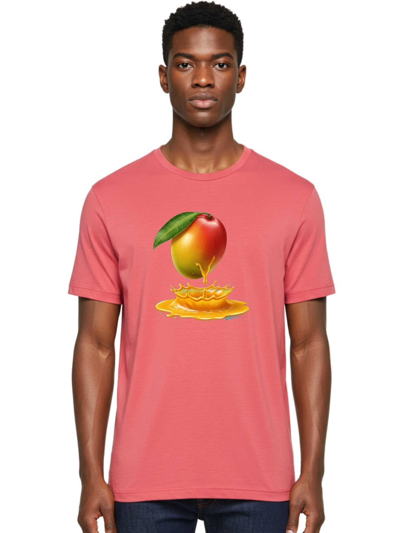 Juicy-Mango Men'S Graphic Tee, 100% Cotton, Comfortable Casual Summer Wear, Machine Washable, Juicy Mango, Mango Juice Splash, Fresh Fruit, Vibrant Colors, Ripe Mango, Mango Pulp, Splash Effect, Sweet And Tangy Bac079 20