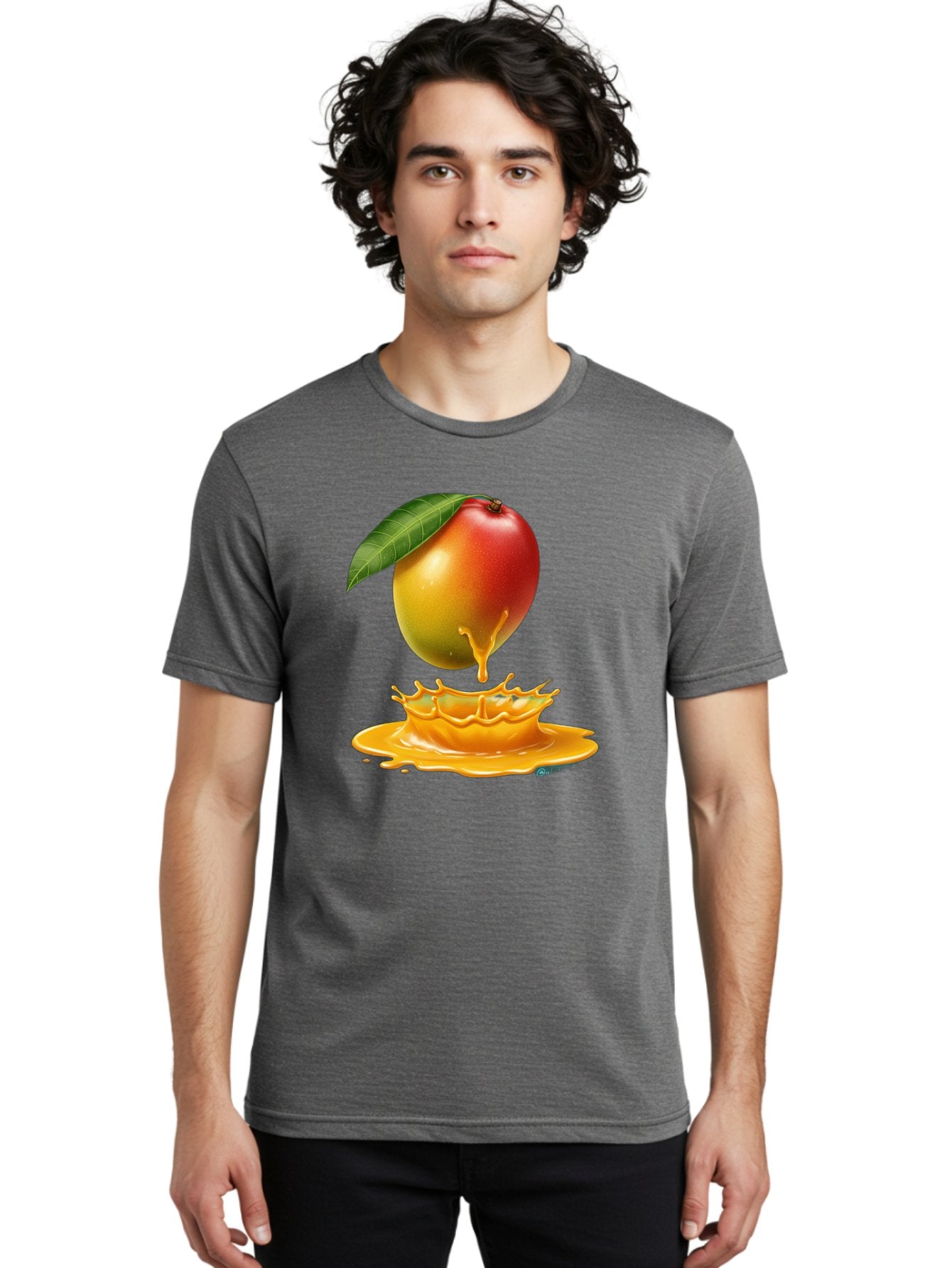 Juicy-Mango Men'S Graphic Tee, 100% Cotton, Comfortable Casual Summer Wear, Machine Washable, Juicy Mango, Mango Juice Splash, Fresh Fruit, Vibrant Colors, Ripe Mango, Mango Pulp, Splash Effect, Sweet And Tangy Bac079 26