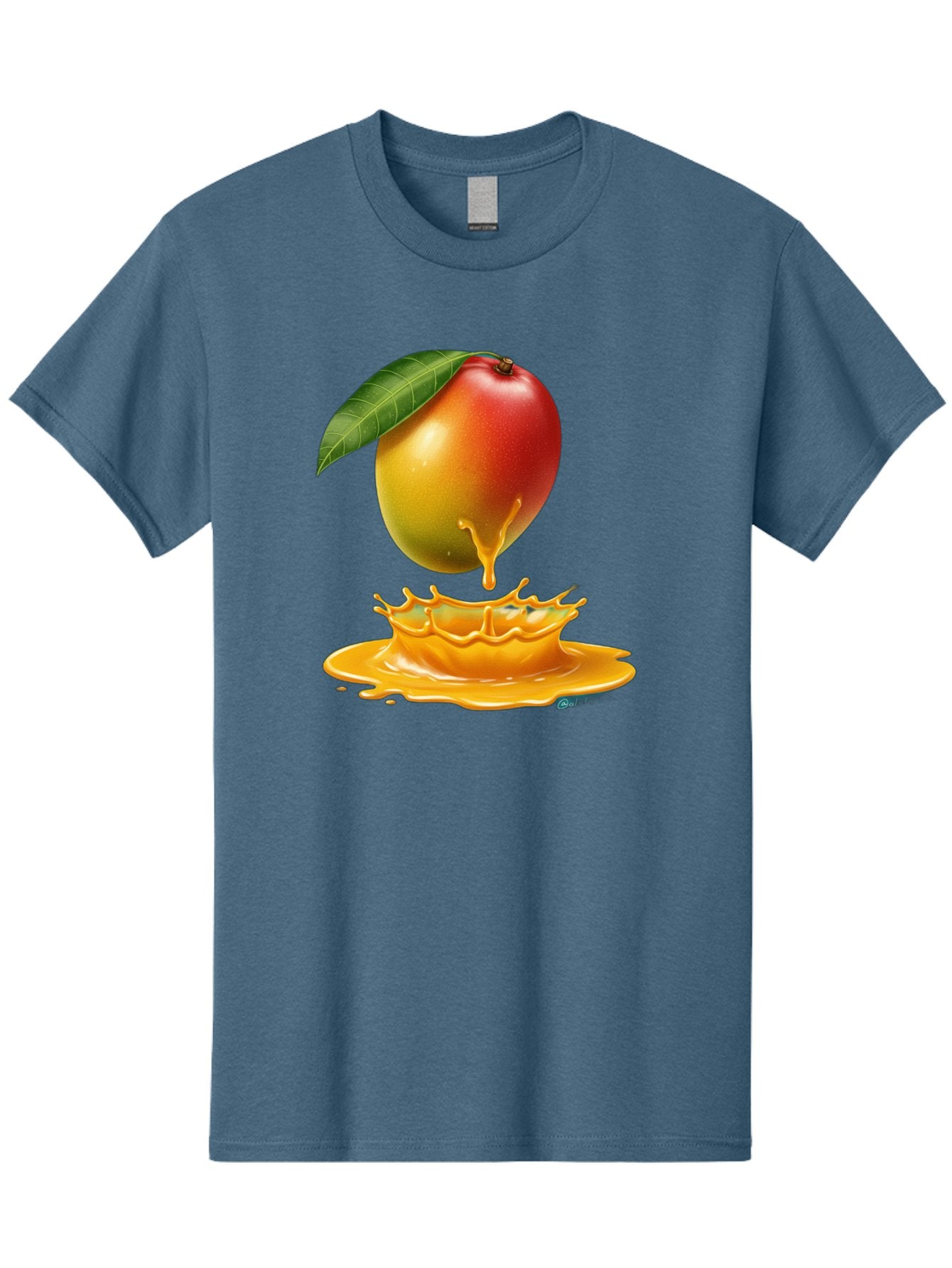 Juicy-Mango Men'S Graphic Tee, 100% Cotton, Comfortable Casual Summer Wear, Machine Washable, Juicy Mango, Mango Juice Splash, Fresh Fruit, Vibrant Colors, Ripe Mango, Mango Pulp, Splash Effect, Sweet And Tangy Bac079 10