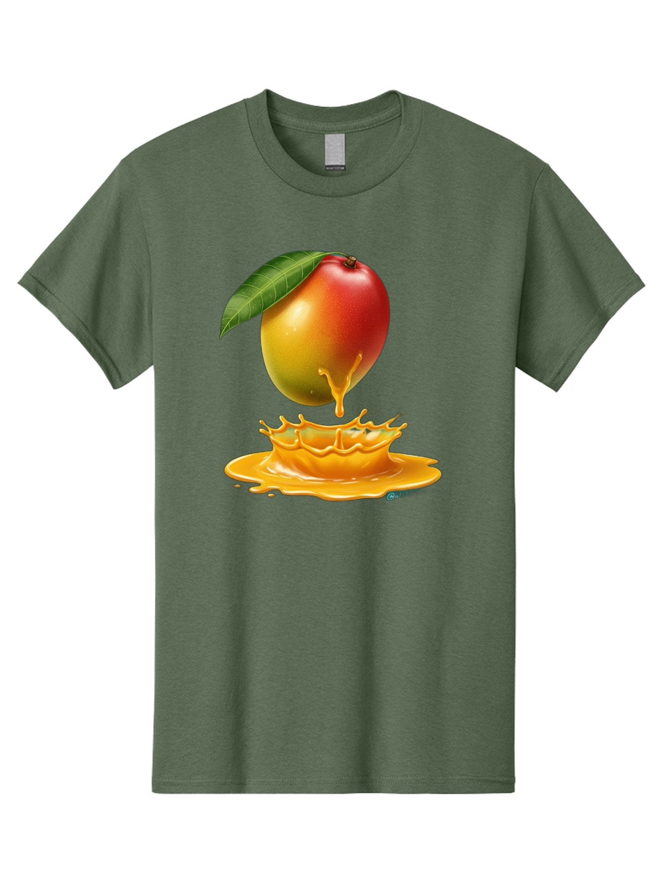 Juicy-Mango Men'S Graphic Tee, 100% Cotton, Comfortable Casual Summer Wear, Machine Washable, Juicy Mango, Mango Juice Splash, Fresh Fruit, Vibrant Colors, Ripe Mango, Mango Pulp, Splash Effect, Sweet And Tangy Bac079 4