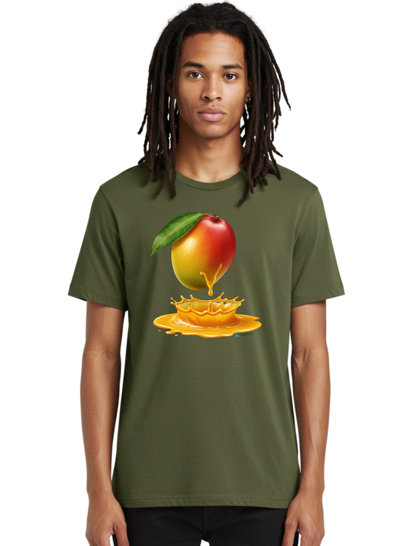 Juicy-Mango Men'S Graphic Tee, 100% Cotton, Comfortable Casual Summer Wear, Machine Washable, Juicy Mango, Mango Juice Splash, Fresh Fruit, Vibrant Colors, Ripe Mango, Mango Pulp, Splash Effect, Sweet And Tangy Bac079 18