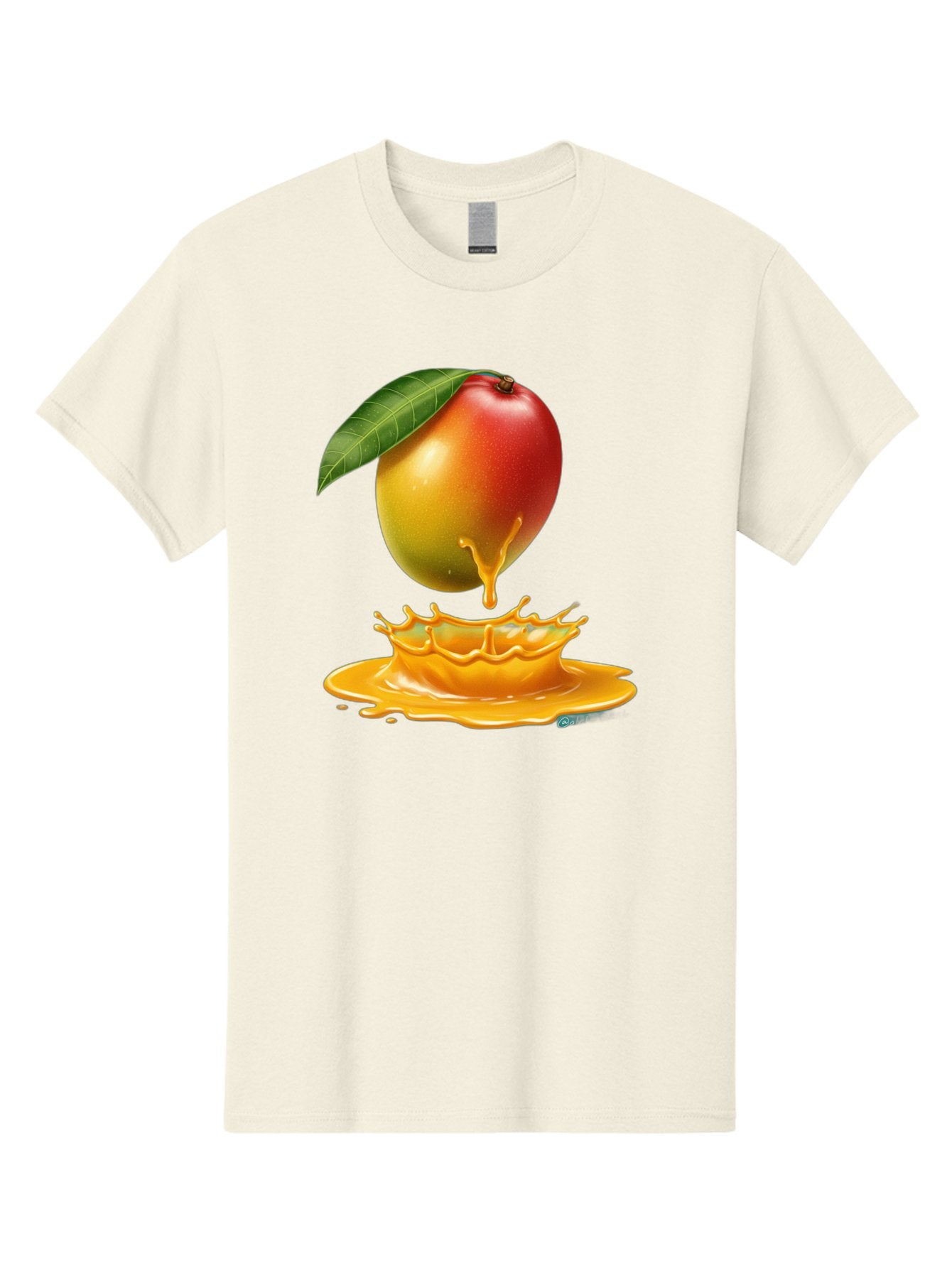 Juicy-Mango Men'S Graphic Tee, 100% Cotton, Comfortable Casual Summer Wear, Machine Washable, Juicy Mango, Mango Juice Splash, Fresh Fruit, Vibrant Colors, Ripe Mango, Mango Pulp, Splash Effect, Sweet And Tangy Bac079 7