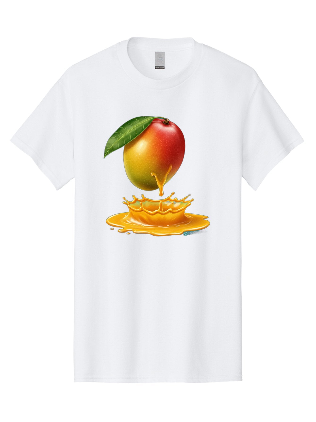 Juicy-Mango Men'S Graphic Tee, 100% Cotton, Comfortable Casual Summer Wear, Machine Washable, Juicy Mango, Mango Juice Splash, Fresh Fruit, Vibrant Colors, Ripe Mango, Mango Pulp, Splash Effect, Sweet And Tangy Bac079 11
