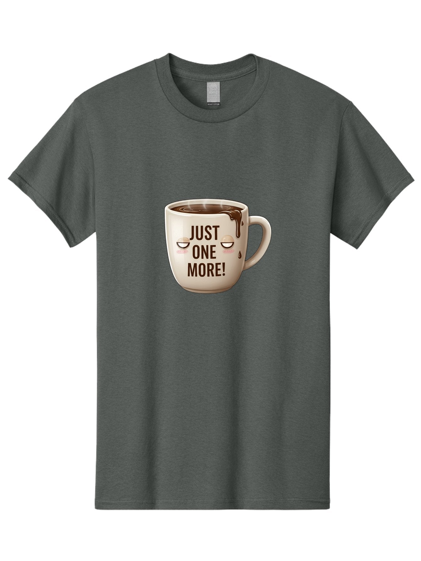 Just-One-More-1 Men'S Graphic Tee, 100% Cotton, Comfortable Casual Summer Wear, Machine Washable, Coffee Mug, Hot Chocolate, Morning Coffee, Funny Quote, Cute Design, Coffee Lover, Humorous Phrase, Adorable Character Bac080 7