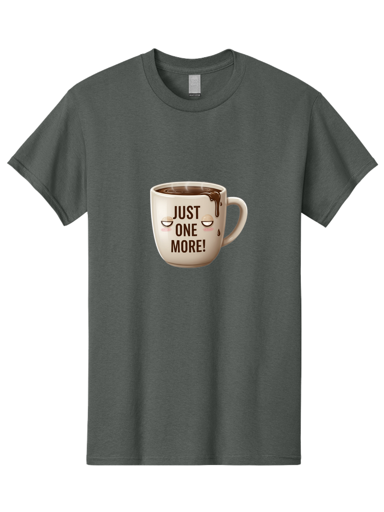 Just-One-More-1 Men'S Graphic Tee, 100% Cotton, Comfortable Casual Summer Wear, Machine Washable, Coffee Mug, Hot Chocolate, Morning Coffee, Funny Quote, Cute Design, Coffee Lover, Humorous Phrase, Adorable Character Bac080 13