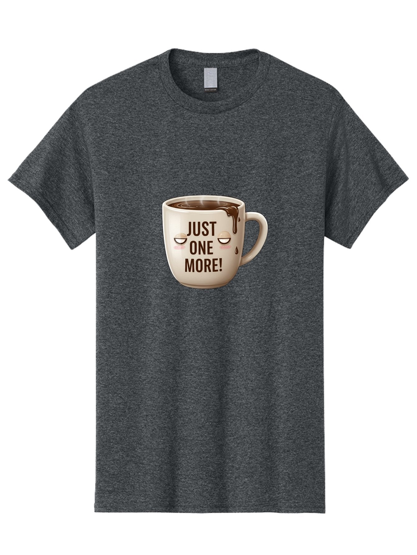 Just-One-More-1 Men'S Graphic Tee, 100% Cotton, Comfortable Casual Summer Wear, Machine Washable, Coffee Mug, Hot Chocolate, Morning Coffee, Funny Quote, Cute Design, Coffee Lover, Humorous Phrase, Adorable Character Bac080