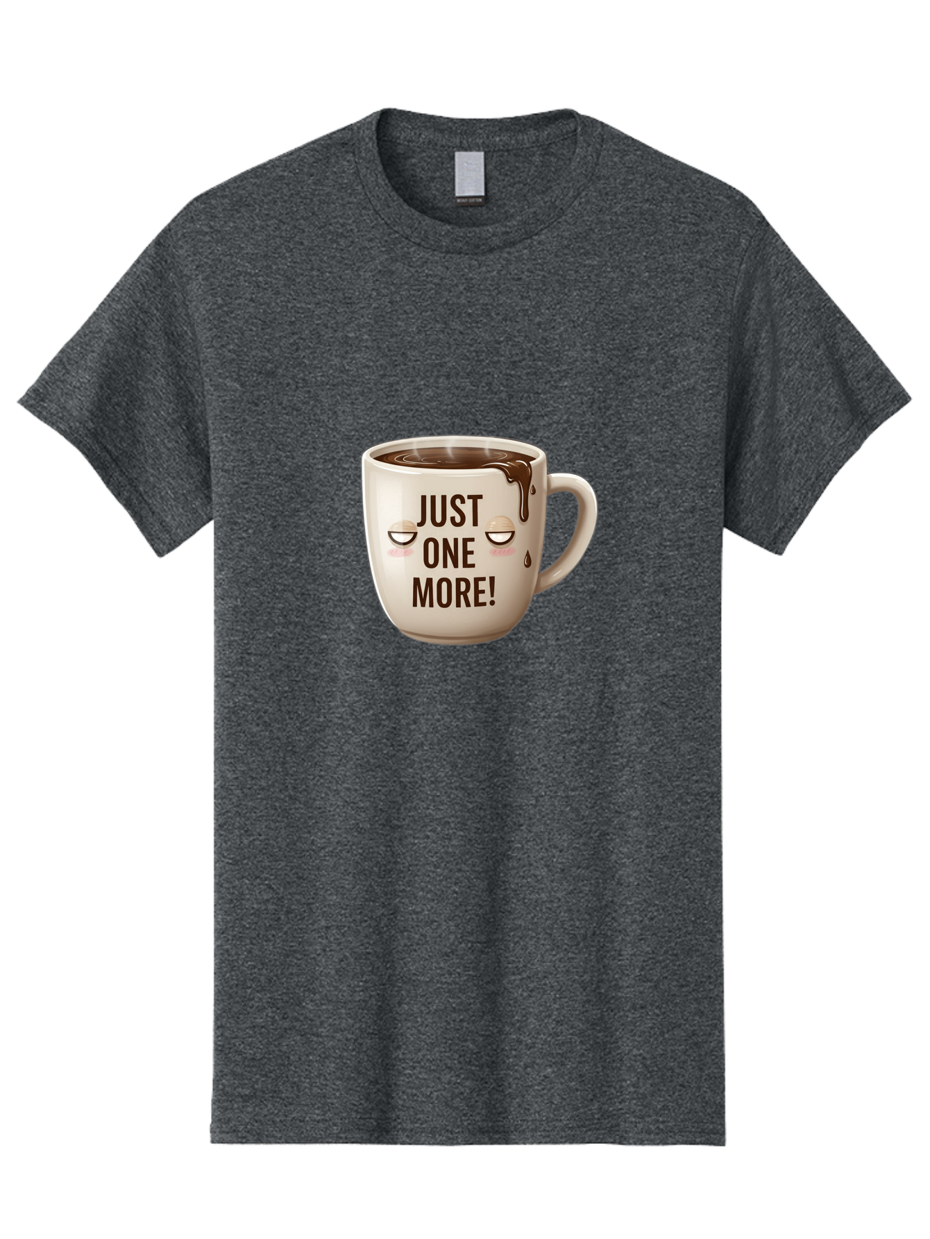 Just-One-More-1 Men'S Graphic Tee, 100% Cotton, Comfortable Casual Summer Wear, Machine Washable, Coffee Mug, Hot Chocolate, Morning Coffee, Funny Quote, Cute Design, Coffee Lover, Humorous Phrase, Adorable Character Bac080 11