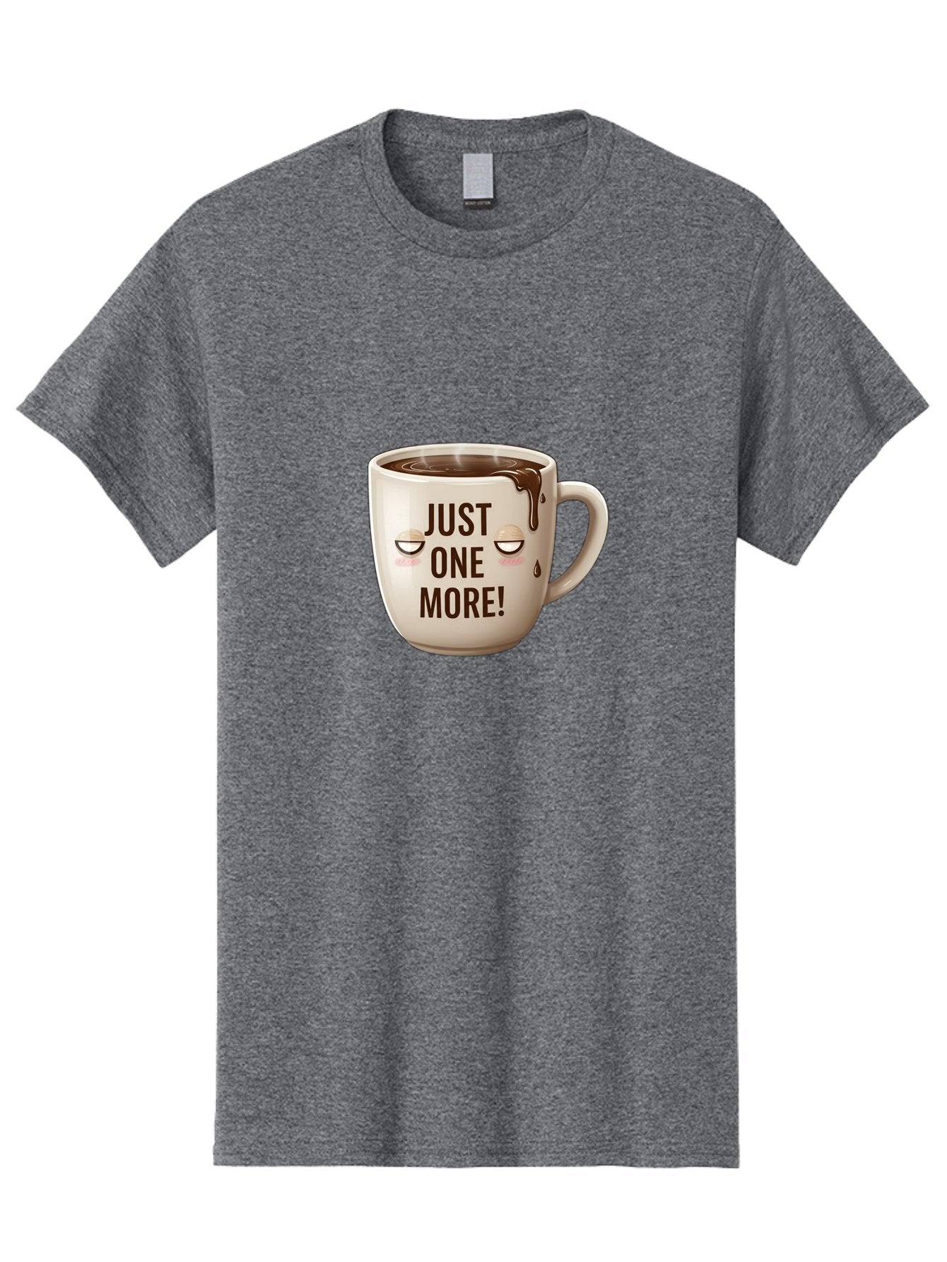 Just-One-More-1 Men'S Graphic Tee, 100% Cotton, Comfortable Casual Summer Wear, Machine Washable, Coffee Mug, Hot Chocolate, Morning Coffee, Funny Quote, Cute Design, Coffee Lover, Humorous Phrase, Adorable Character Bac080 9