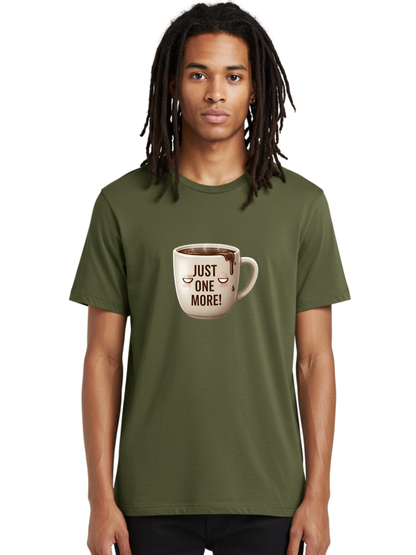 Just-One-More-1 Men'S Graphic Tee, 100% Cotton, Comfortable Casual Summer Wear, Machine Washable, Coffee Mug, Hot Chocolate, Morning Coffee, Funny Quote, Cute Design, Coffee Lover, Humorous Phrase, Adorable Character Bac080 19