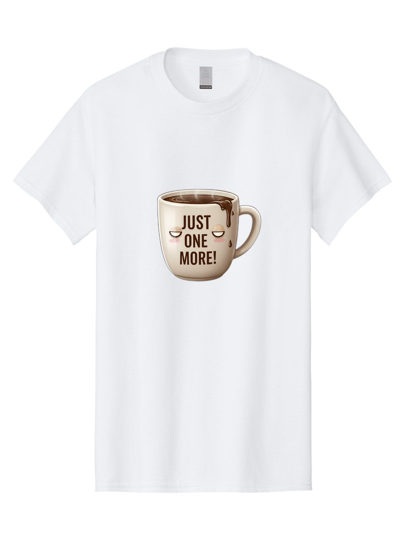 Just-One-More-1 Men'S Graphic Tee, 100% Cotton, Comfortable Casual Summer Wear, Machine Washable, Coffee Mug, Hot Chocolate, Morning Coffee, Funny Quote, Cute Design, Coffee Lover, Humorous Phrase, Adorable Character Bac080 13