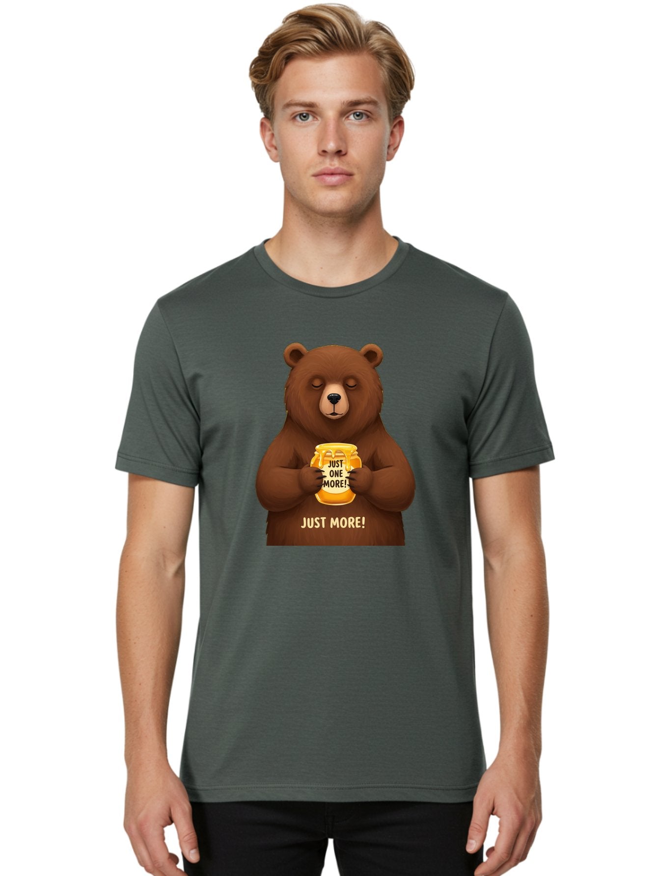 Just-One-More-2 Men'S Graphic Tee, 100% Cotton, Comfortable Casual Summer Wear, Machine Washable, Funny Bear, Beer Mug, Just One More, Humorous, Cartoon, Happy Hour, Beer Lover, Relaxed Bear, Amusing Character, Beer Culture Bac081 27