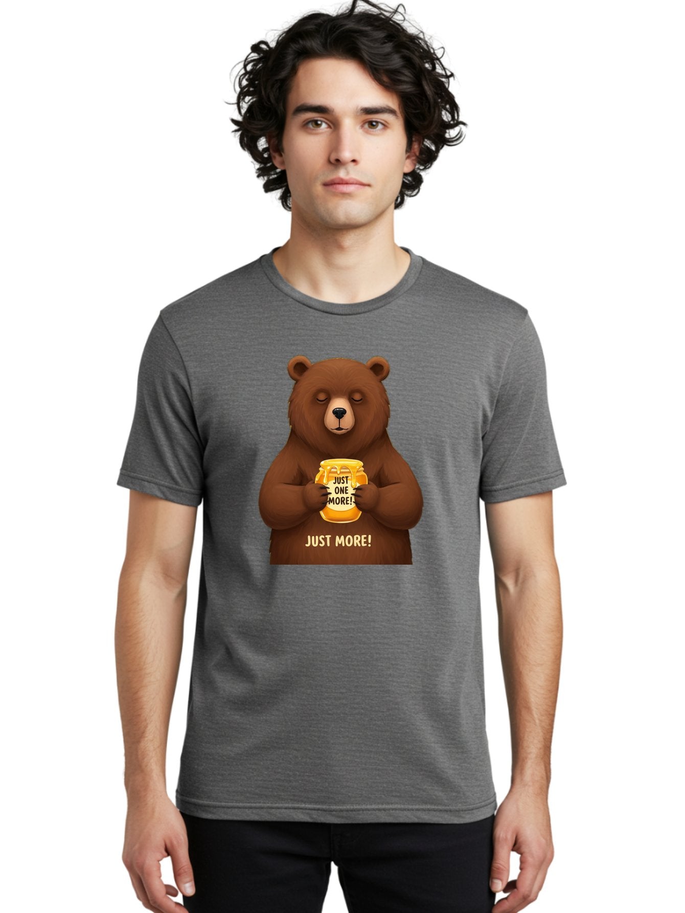 Just-One-More-2 Men'S Graphic Tee, 100% Cotton, Comfortable Casual Summer Wear, Machine Washable, Funny Bear, Beer Mug, Just One More, Humorous, Cartoon, Happy Hour, Beer Lover, Relaxed Bear, Amusing Character, Beer Culture Bac081 17
