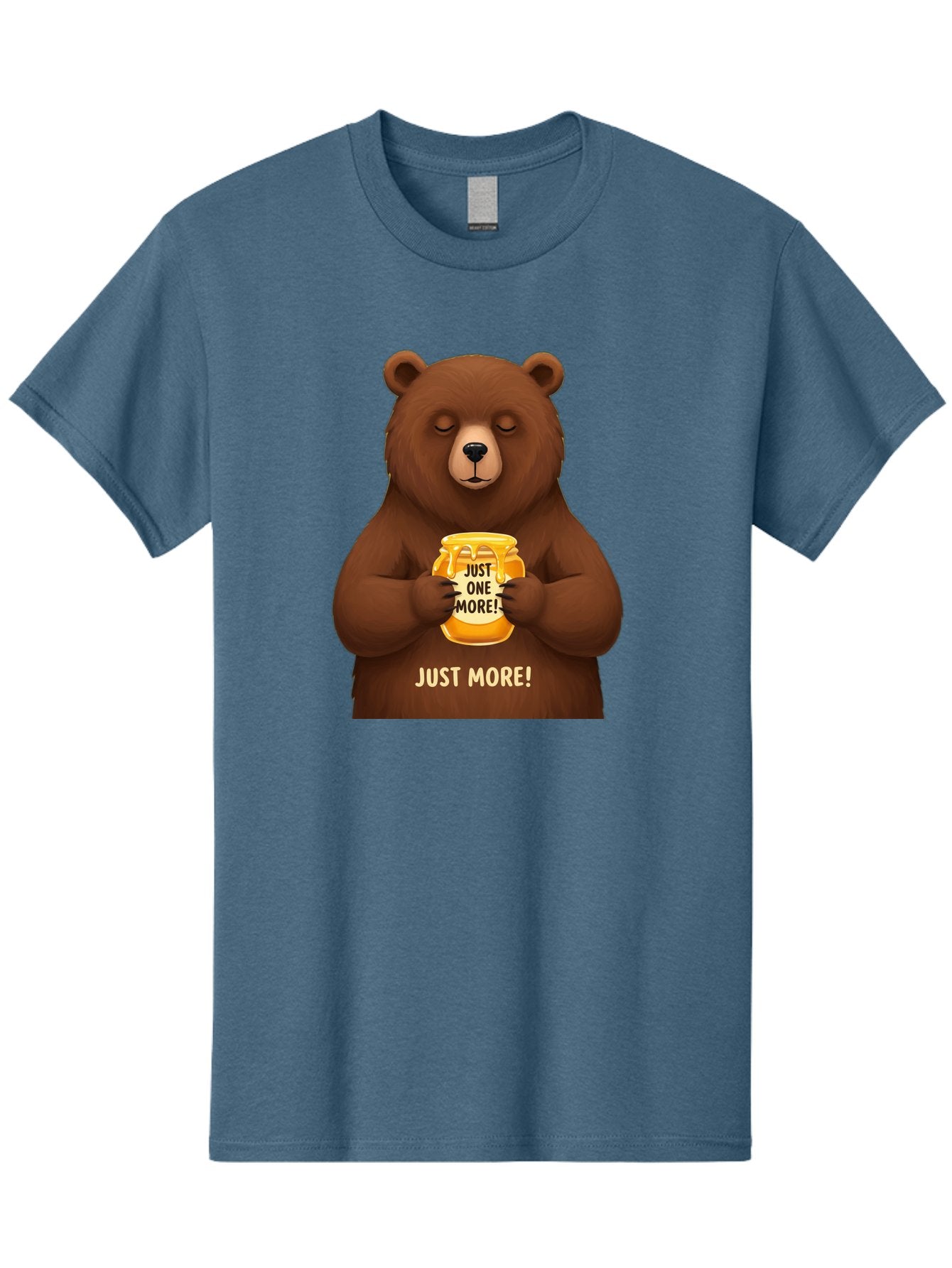 Just-One-More-2 Men'S Graphic Tee, 100% Cotton, Comfortable Casual Summer Wear, Machine Washable, Funny Bear, Beer Mug, Just One More, Humorous, Cartoon, Happy Hour, Beer Lover, Relaxed Bear, Amusing Character, Beer Culture Bac081