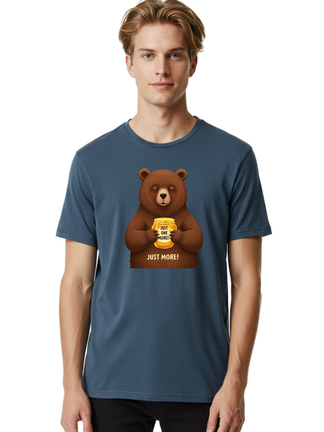Just-One-More-2 Men'S Graphic Tee, 100% Cotton, Comfortable Casual Summer Wear, Machine Washable, Funny Bear, Beer Mug, Just One More, Humorous, Cartoon, Happy Hour, Beer Lover, Relaxed Bear, Amusing Character, Beer Culture Bac081 19