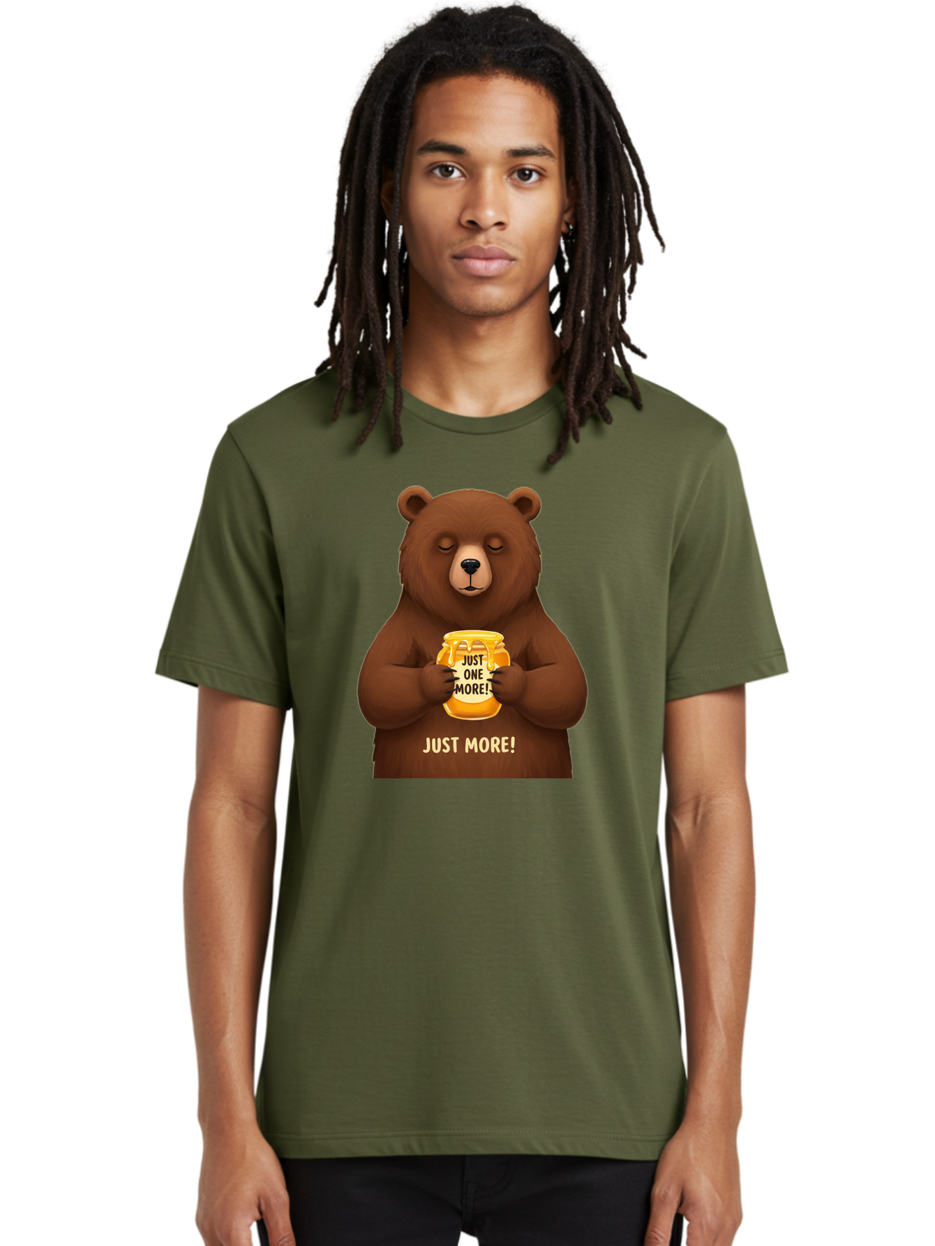 Just-One-More-2 Men'S Graphic Tee, 100% Cotton, Comfortable Casual Summer Wear, Machine Washable, Funny Bear, Beer Mug, Just One More, Humorous, Cartoon, Happy Hour, Beer Lover, Relaxed Bear, Amusing Character, Beer Culture Bac081 20