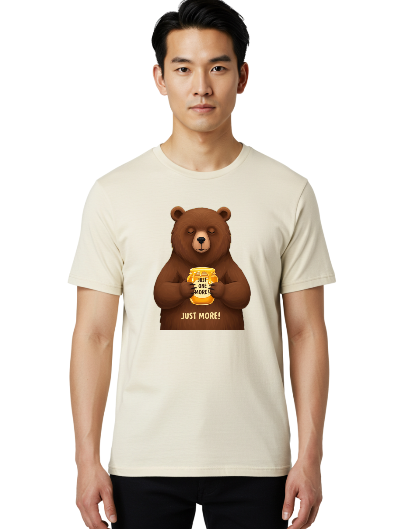 Just-One-More-2 Men'S Graphic Tee, 100% Cotton, Comfortable Casual Summer Wear, Machine Washable, Funny Bear, Beer Mug, Just One More, Humorous, Cartoon, Happy Hour, Beer Lover, Relaxed Bear, Amusing Character, Beer Culture Bac081 16
