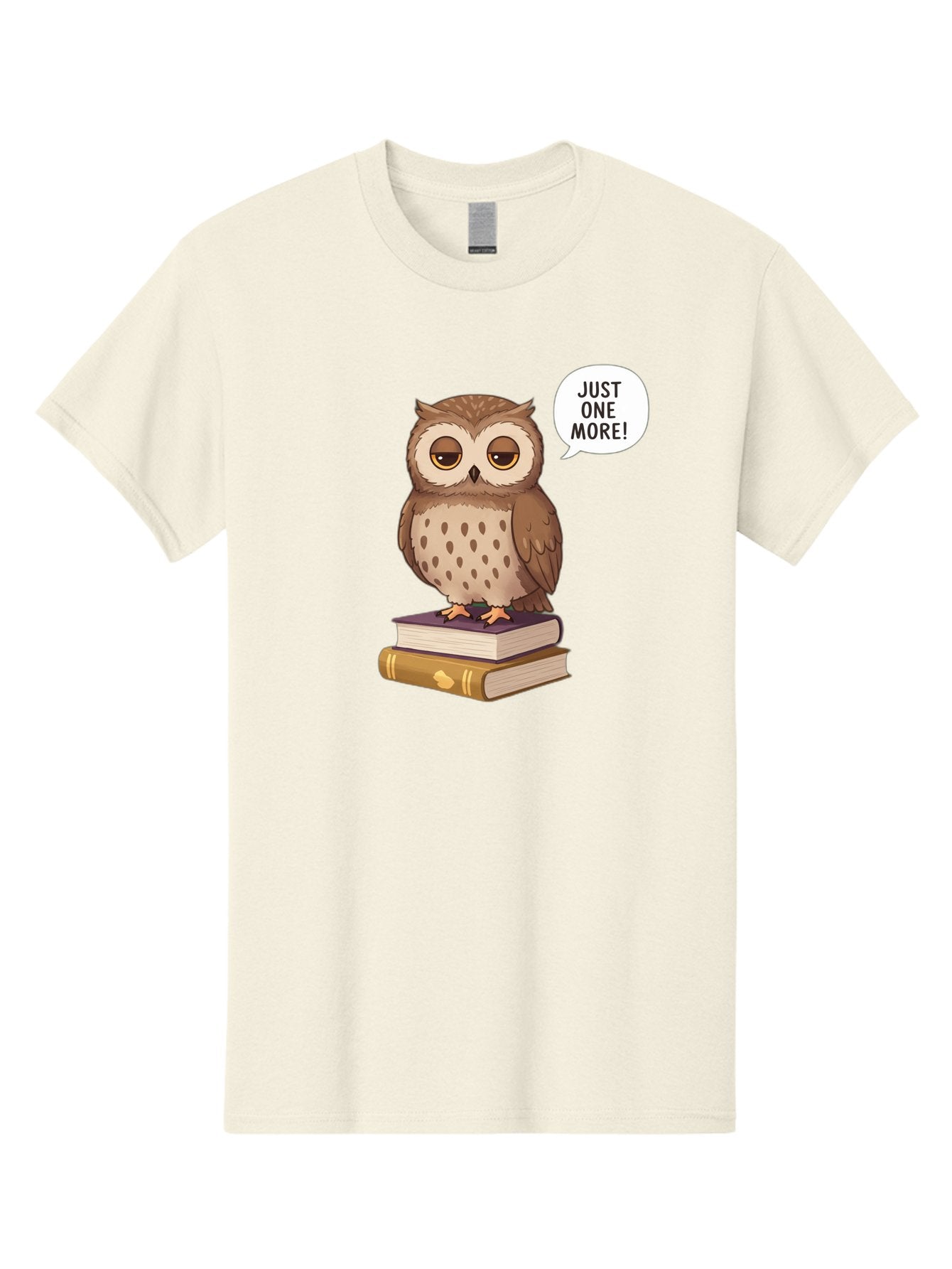 Just-One-More-3 Men'S Graphic Tee, 100% Cotton, Comfortable Casual Summer Wear, Machine Washable, Owl On Books, Reading Owl, Book Lover, Just One More, Cartoon Owl, Humorous Illustration, Reading Addiction, Brown Owl, Book Stack, Adorable Owl Bac082 8