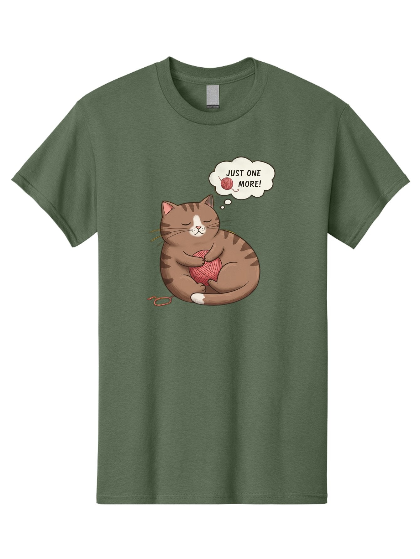 Just-One-More Men'S Graphic Tee, 100% Cotton, Comfortable Casual Summer Wear, Machine Washable, Cat Hugging Yarn Ball, Cartoon Cat, Cute Animal, Funny Meme, Knitting Humor, Adorable Feline, Playful Kitty, Cat Love, Yarn Obsession, Bac084 12