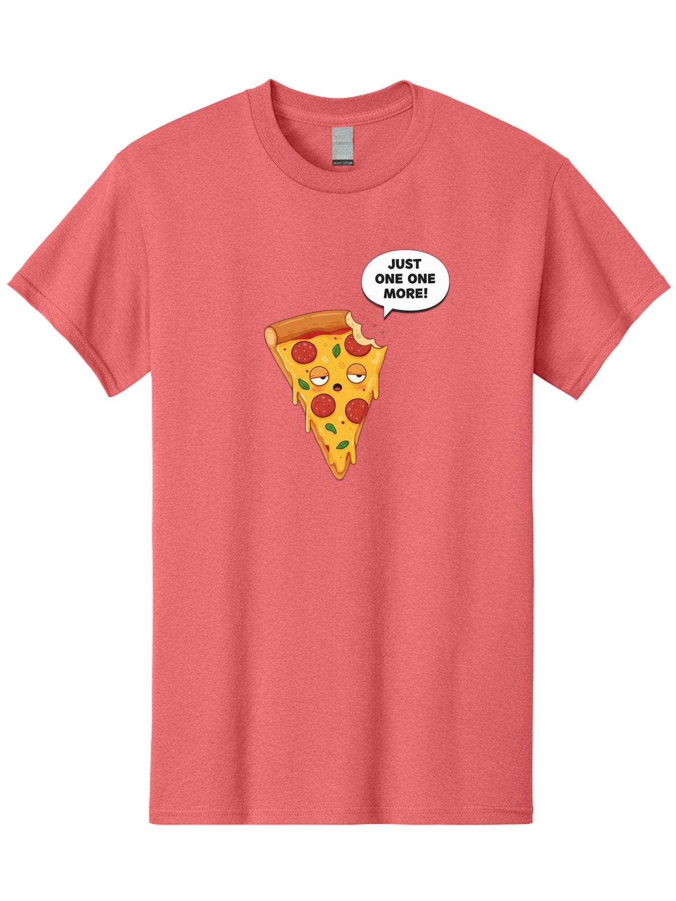 Just-One-One-More Men'S Graphic Tee, 100% Cotton, Comfortable Casual Summer Wear, Machine Washable, Cartoon Pizza Slice, Winking Face, Speech Bubble, Just One More, Pepperoni Pizza, Tempting Food, Cheesy Goodness, Indulgent Treat, Bac085 14